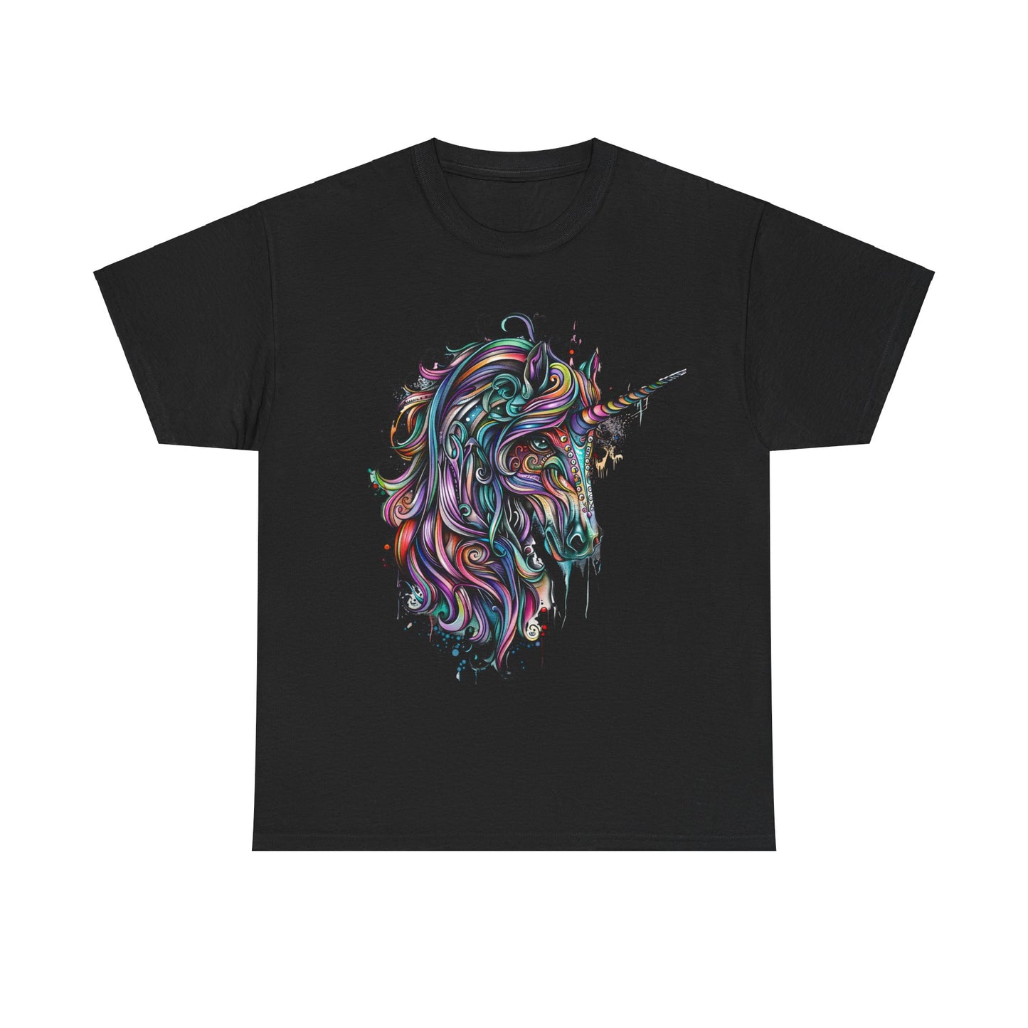 Dark Carousel Unicorn Head - Unicorn Lovers Graphic Tee Unisex Heavy Cotton Tee T-Shirt