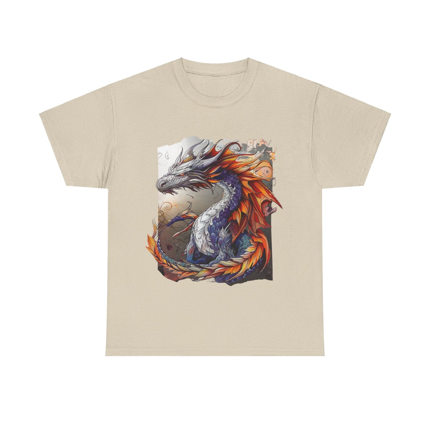 Purple Ancestor Dragon Graphic Tee - Dragon T-shirt - Dragon Lovers Unisex Heavy Cotton Tee T-Shirt