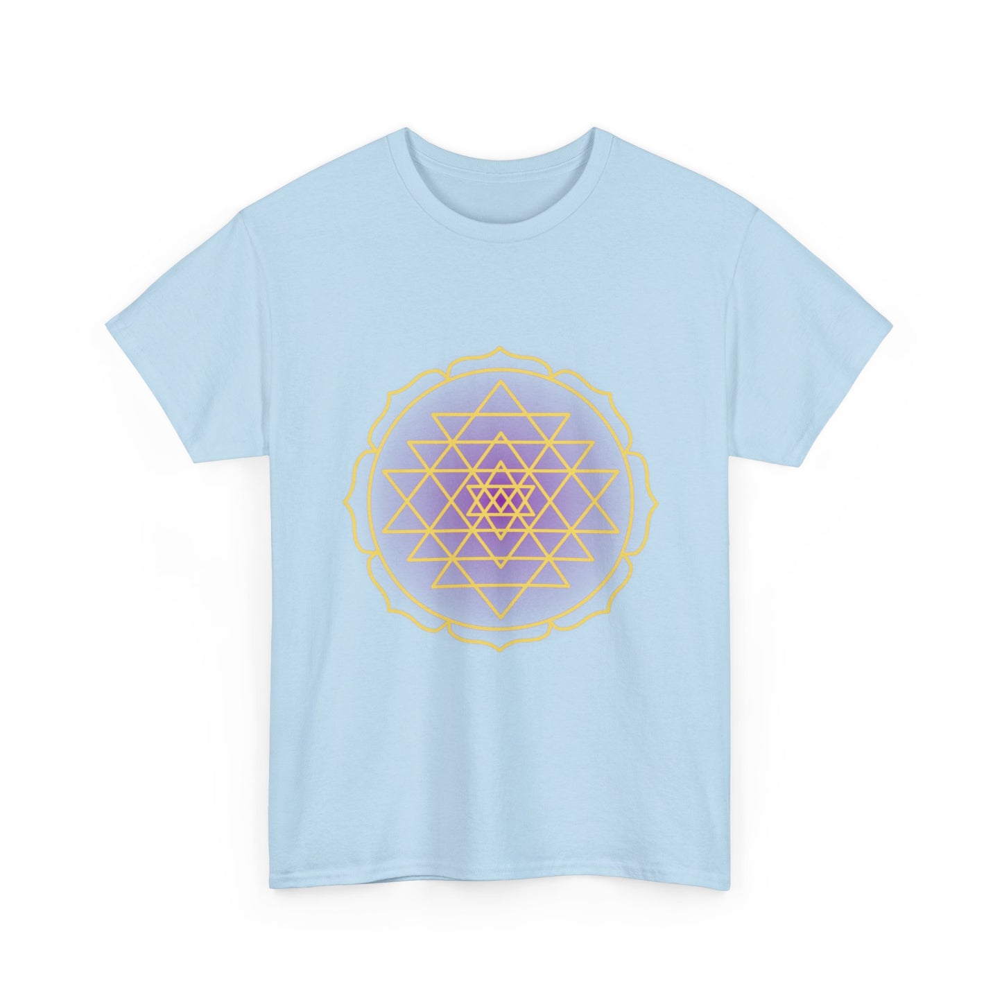 Sri Yantra, Purple Glow, Shree Yantra, Shri Chakra Nava Chakra Shirt - Graphic Tee - Yoga, Zen, Hindu Gifts Unisex Heavy Cotton Graphic Tee T-Shirt