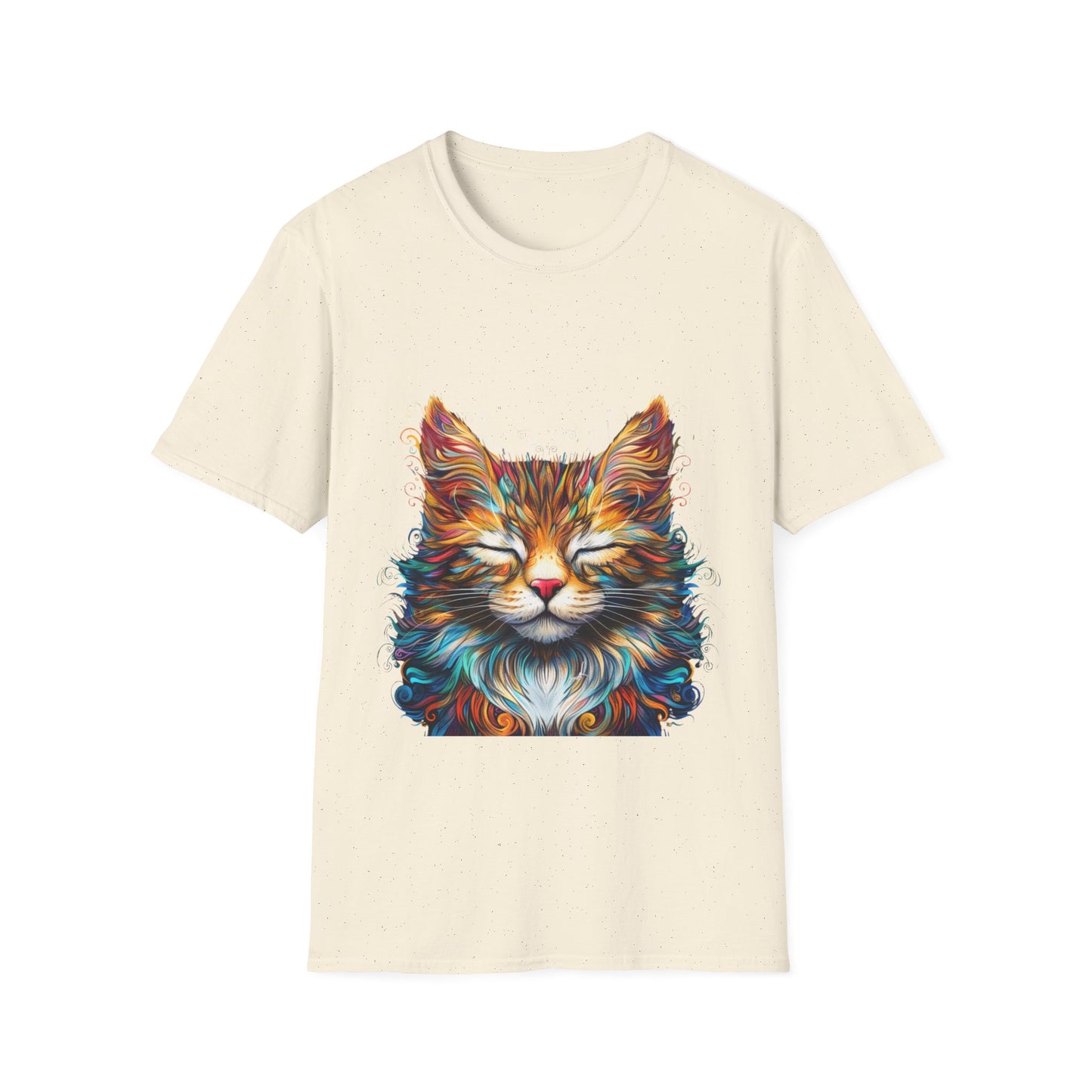 Chill Vibe Meditating Cat Shirt, Cat Lover's Graphic Tee Graphic Unisex T- Shirt, T-Shirt Cat Lovers Gift Softstyle T-Shirt Tee Teeshirt Stylized Cat