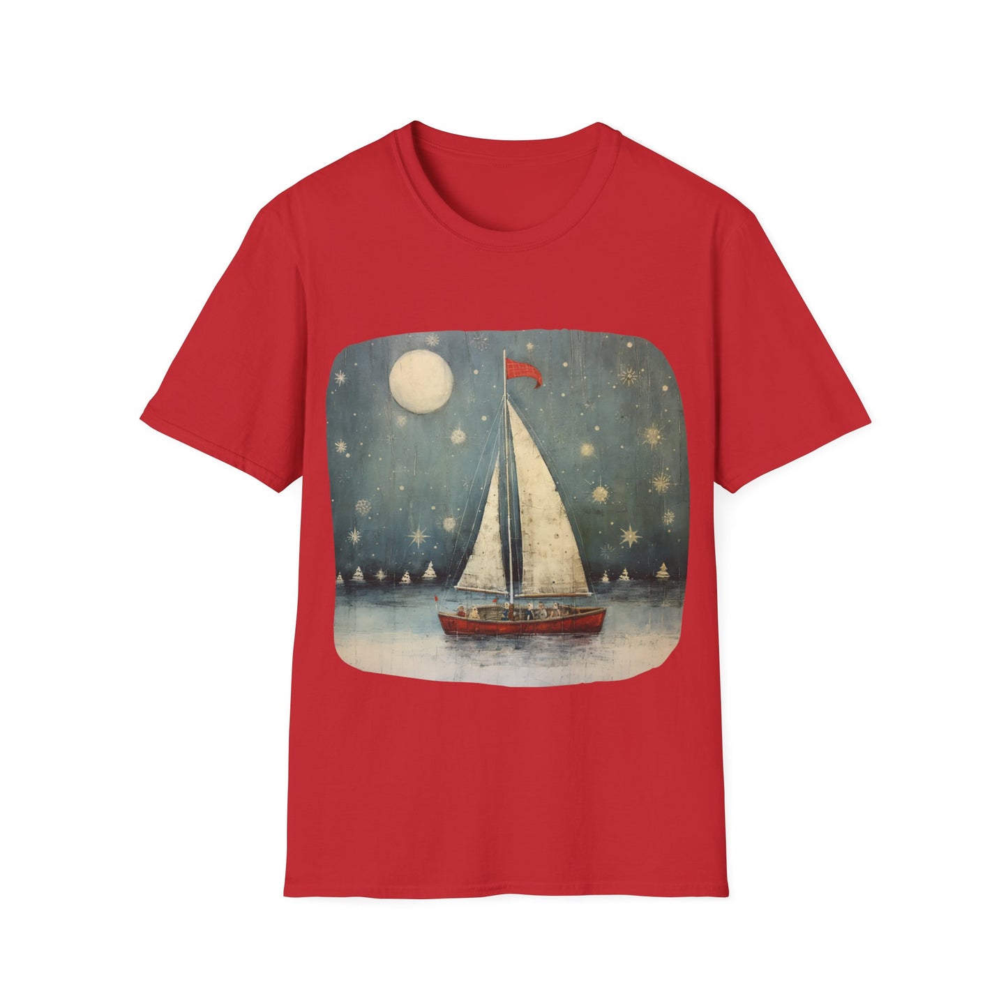 Christmas Nautical, Sailing Lover's Christmas Gift Unisex Tee Shirt, T-Shirt Sailing Gift Softstyle T-Shirt Tee Teeshirt Nautical Florida