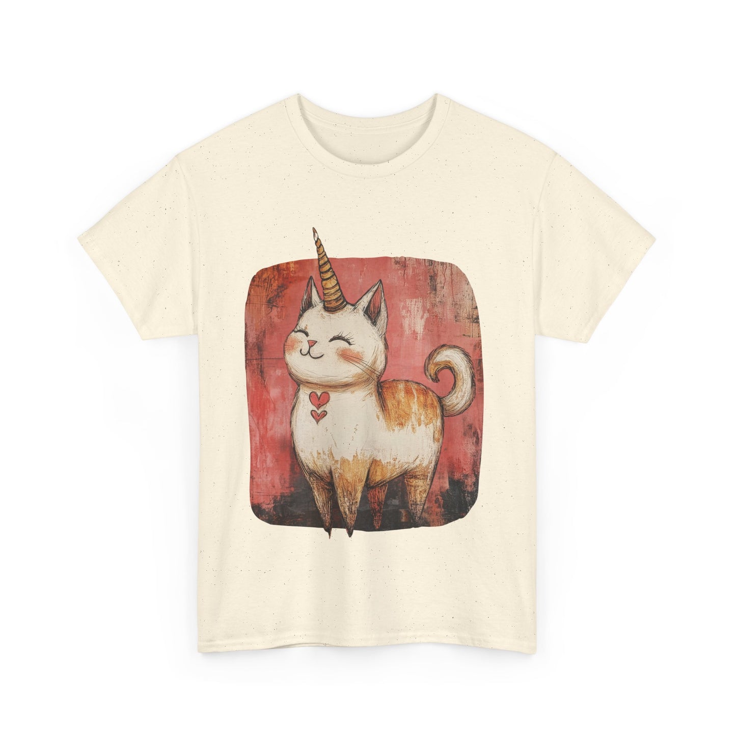 Adorable Kawaii Neko Unicorn Cat Graphic Tee - Cat Unicorn Mythical Creature Gift Unisex Adult Size Heavy Cotton Tee T-Shirt
