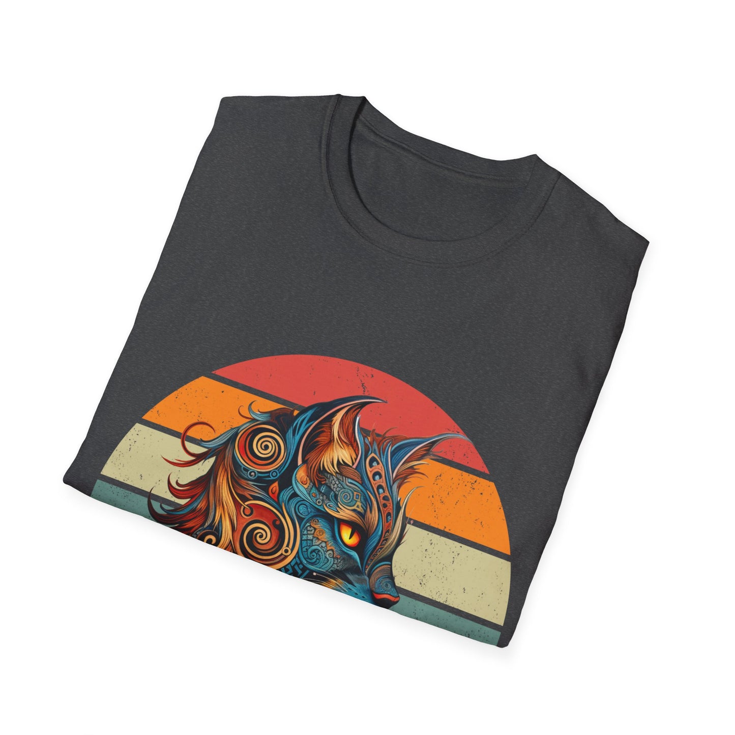 Retro Cat-aholoic Cat Shirt, Cat Lover's Graphic T-shirt, Boho retro Gift Unisex Tee Shirt, T-Shirt Cat Lovers Gift Softstyle T-Shirt Tee Teeshirt 60s 70s