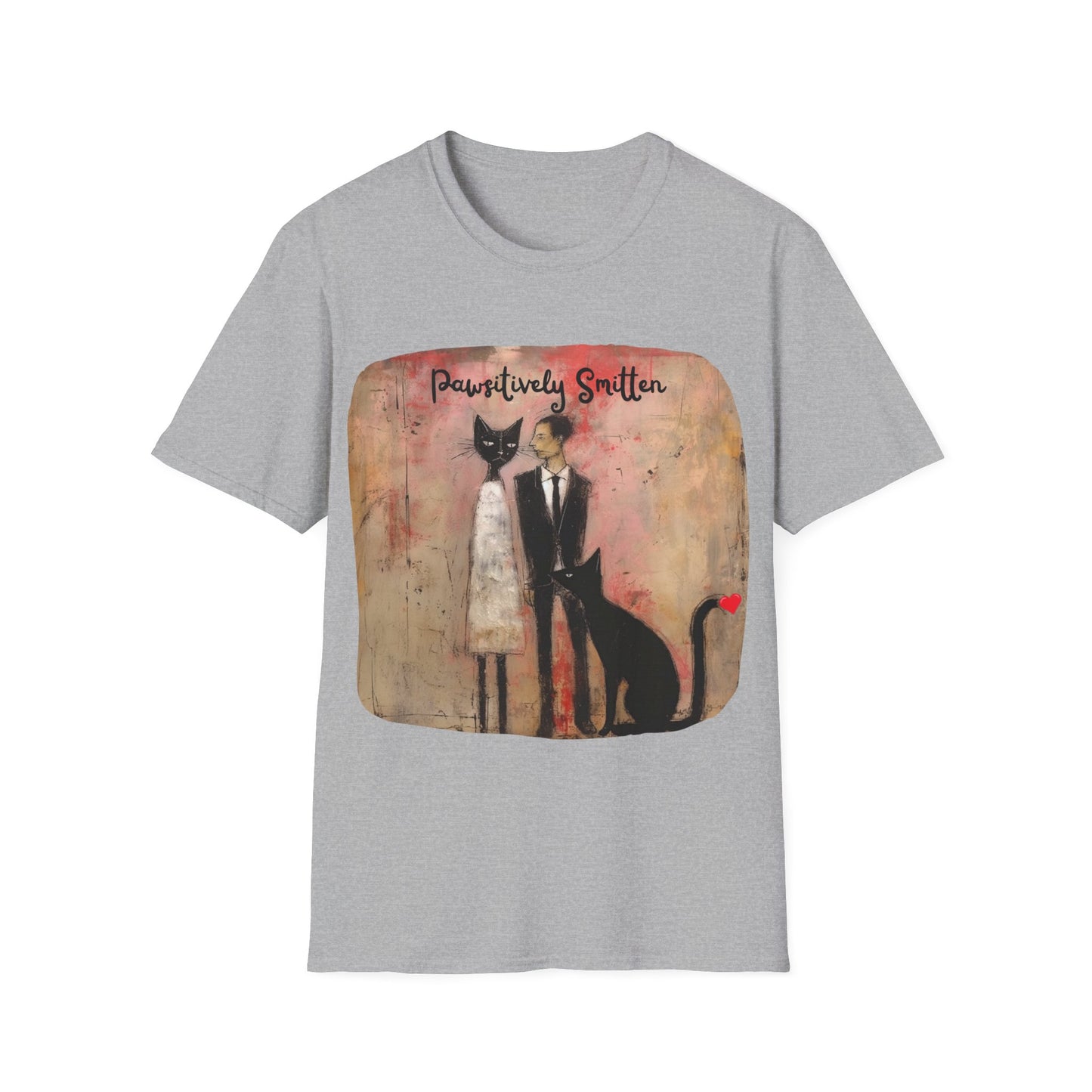 "Pawsitively Smitten" - Love & Valentine's Day Gift for Cat Lovers Mens Woman's Unisex Shirt, Softstyle T-Shirt Tee Teeshirt