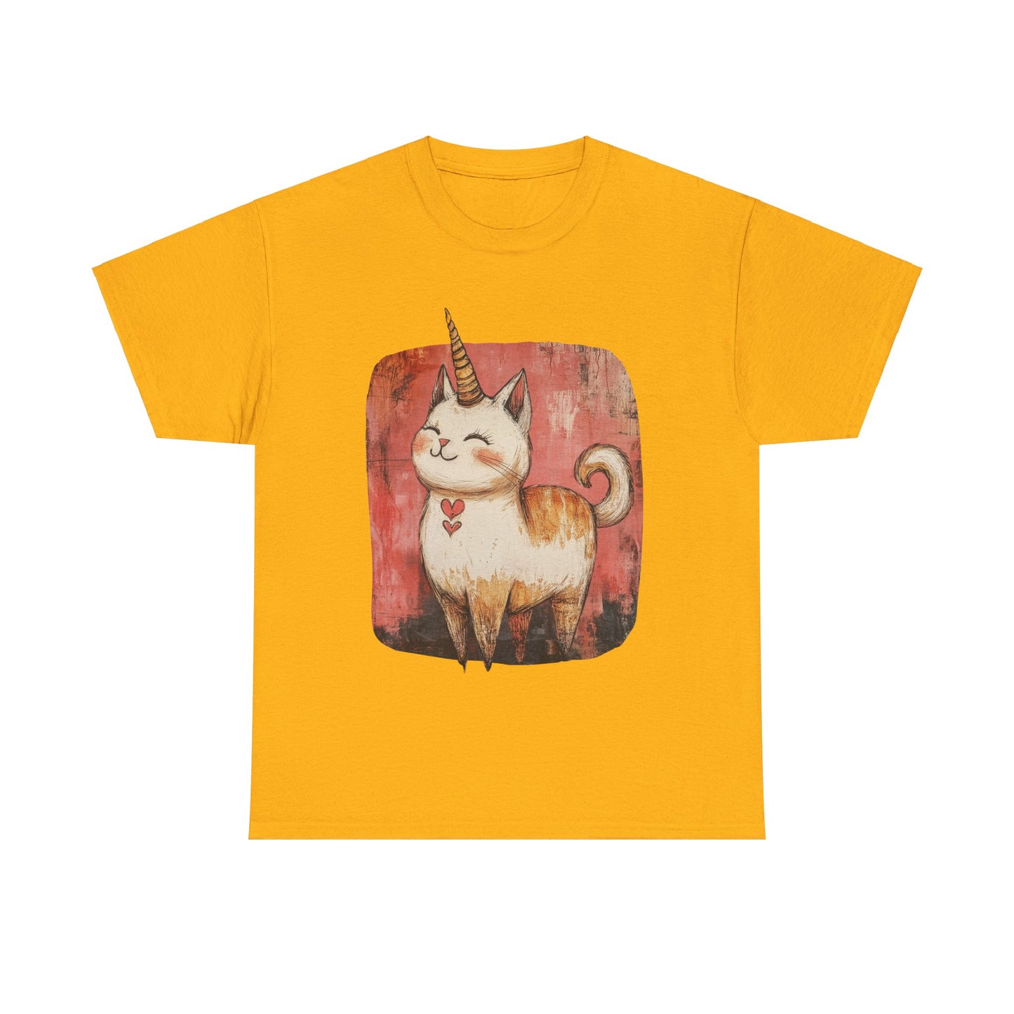 Adorable Kawaii Neko Unicorn Cat Graphic Tee - Cat Unicorn Mythical Creature Gift Unisex Adult Size Heavy Cotton Tee T-Shirt