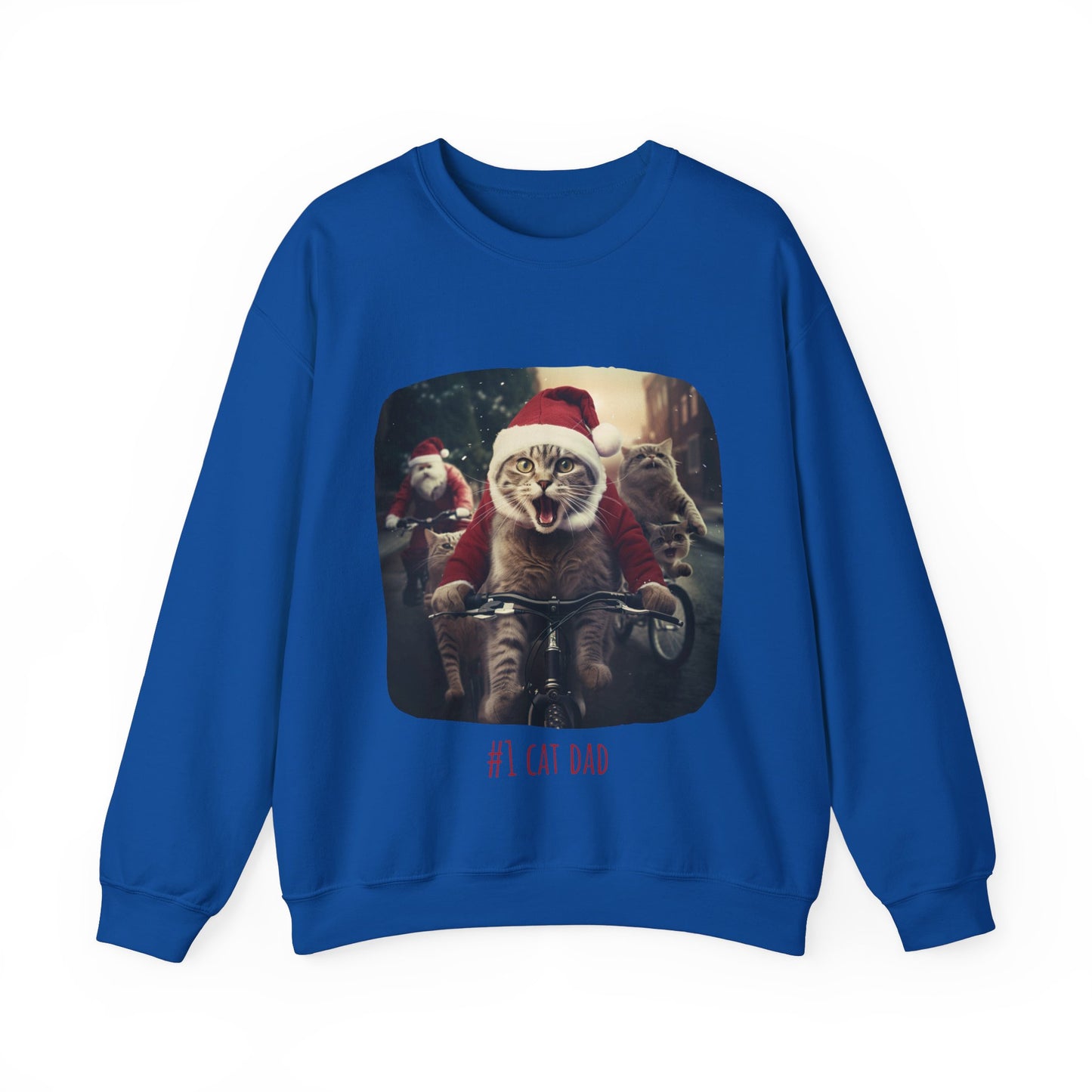 Fun Cat Dad, #1 Christmas Cat, Cat Lovers Gift, Kitty Cat Christmas Shirt Mens Unisex Size Sweatshirt Sweat Shirt, Many Colors