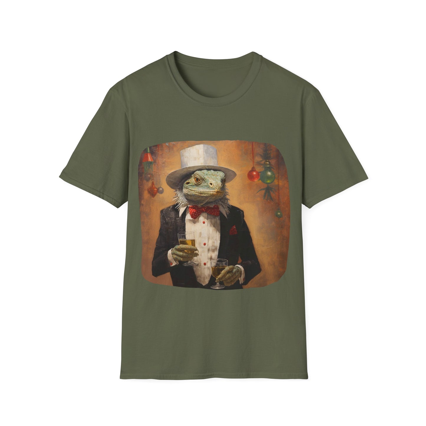 Cocktails, Drinking Iguana, Holiday Party Shirt, Drinking, Holiday and New years Gift Unisex Tee Shirt, T-Shirt Softstyle T-Shirt Tee Teeshirt - New Years Too!