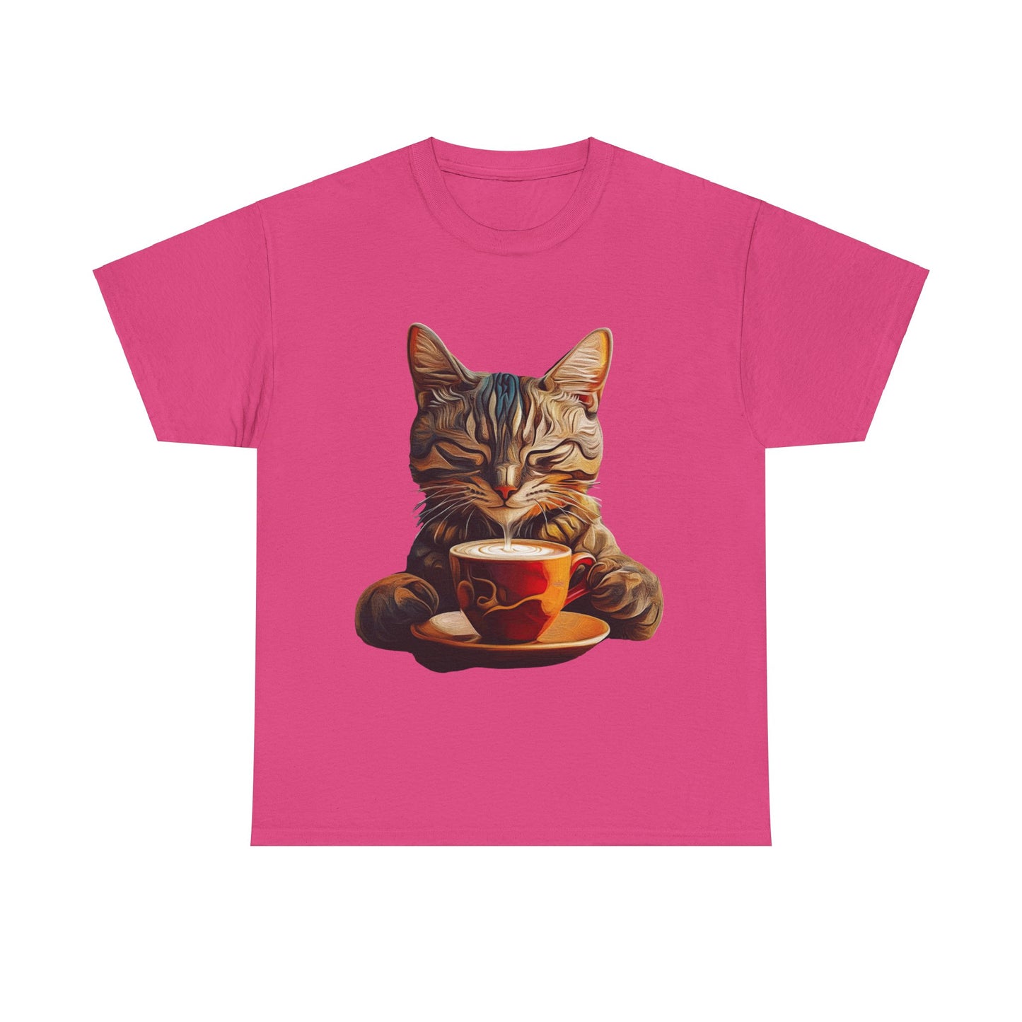 Coffee Cat - (V3) Cats and Coffee , Tea Shirt - T-shirt Coffee Lover - Cat Lover Unisex Heavy Cotton Tee T-Shirt