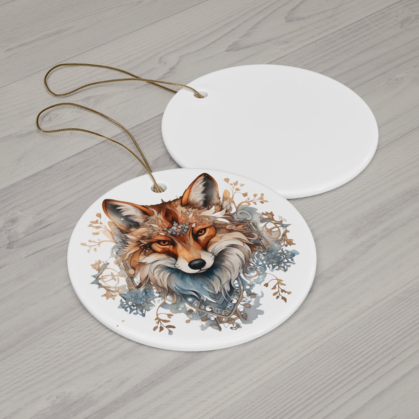 Red Fox, Holiday Fox- Christmas Fox Ceramic Christmas Ornament - Magical Fox, Spirit Medicine Ornament Gift - 4 Shapes