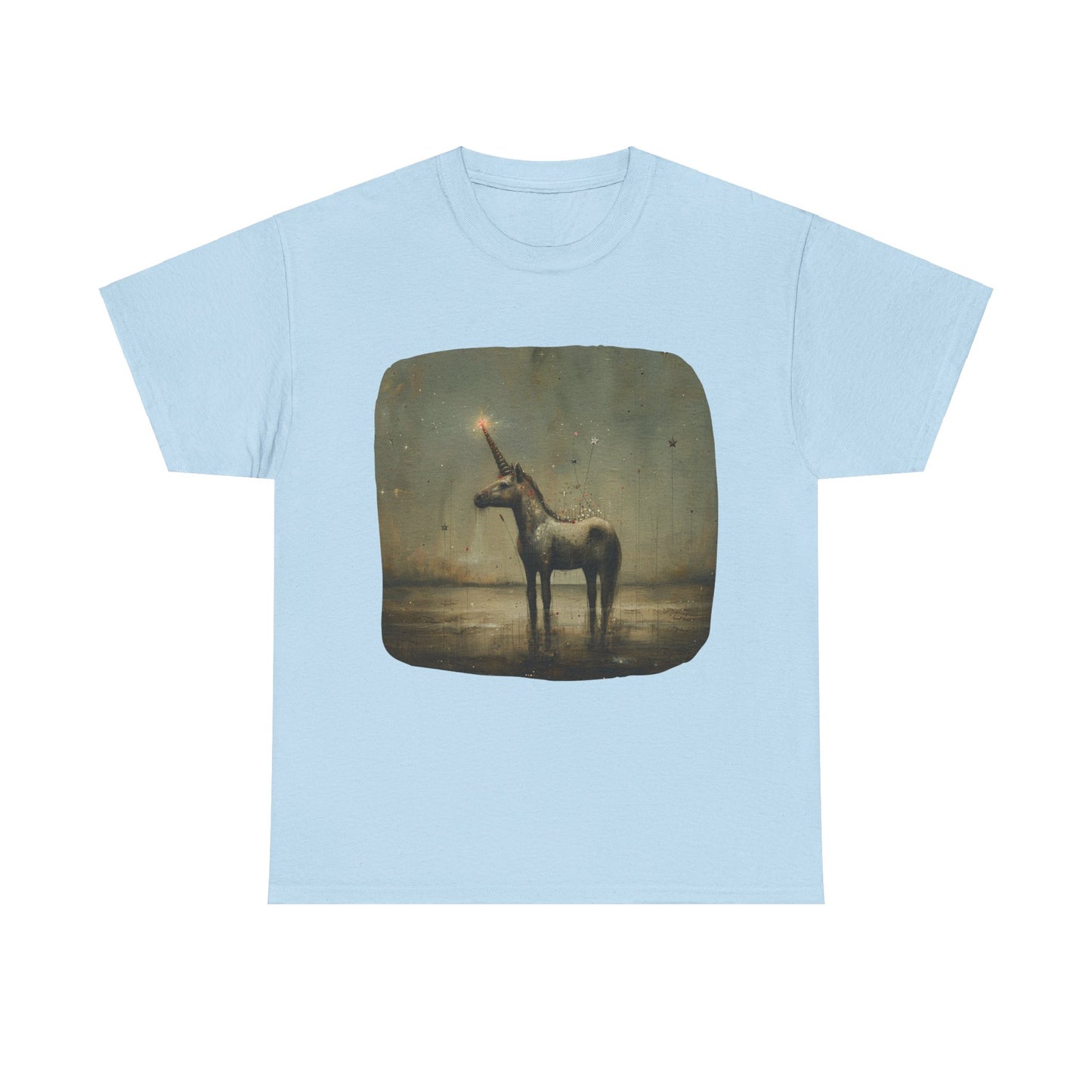 Dark Candlelit Unicorn Streetwear Unicorn Graphic T Tee - Unicorn Lovers Unisex Heavy Cotton Tee T-Shirt