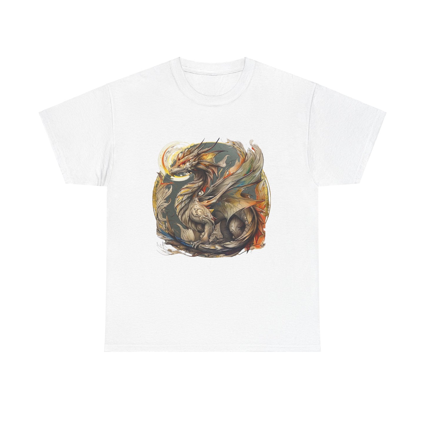 Flying Dragon Graphic Tee - Dragons and Ancestors - Dragon Lovers Unisex Heavy Cotton Tee T-Shirt