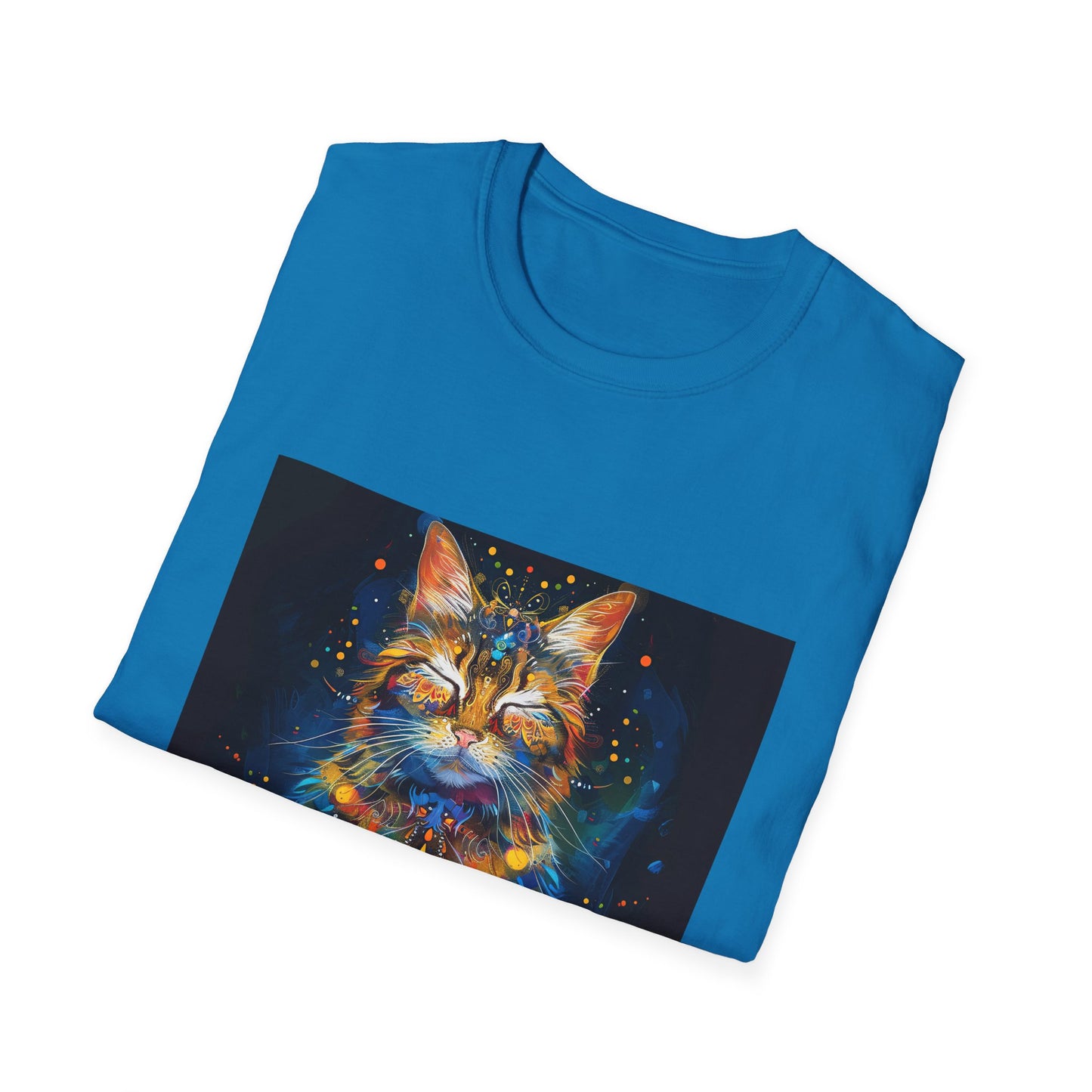 Meditating Cat Graphic Yoga Shirt, Cat Lover's Graphic Tee Graphic Unisex T- Shirt, T-Shirt Cat Lovers Gift Softstyle T-Shirt Tee Teeshirt Stylized Cat