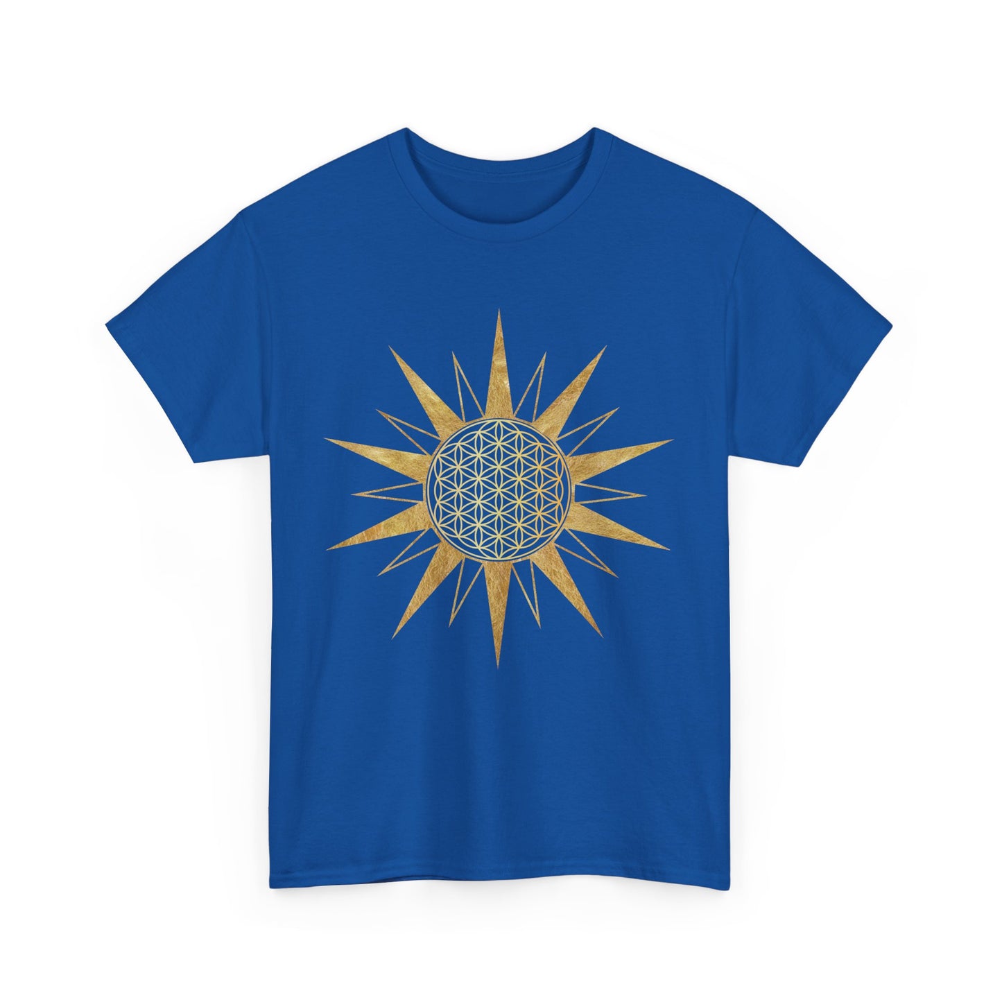 Flower of Life in Sacred Star, Sacred Geometry Tee Shirt - Graphic Tee - Yoga, Zen, Meditation Gifts Unisex Heavy Cotton Graphic Tee T-Shirt
