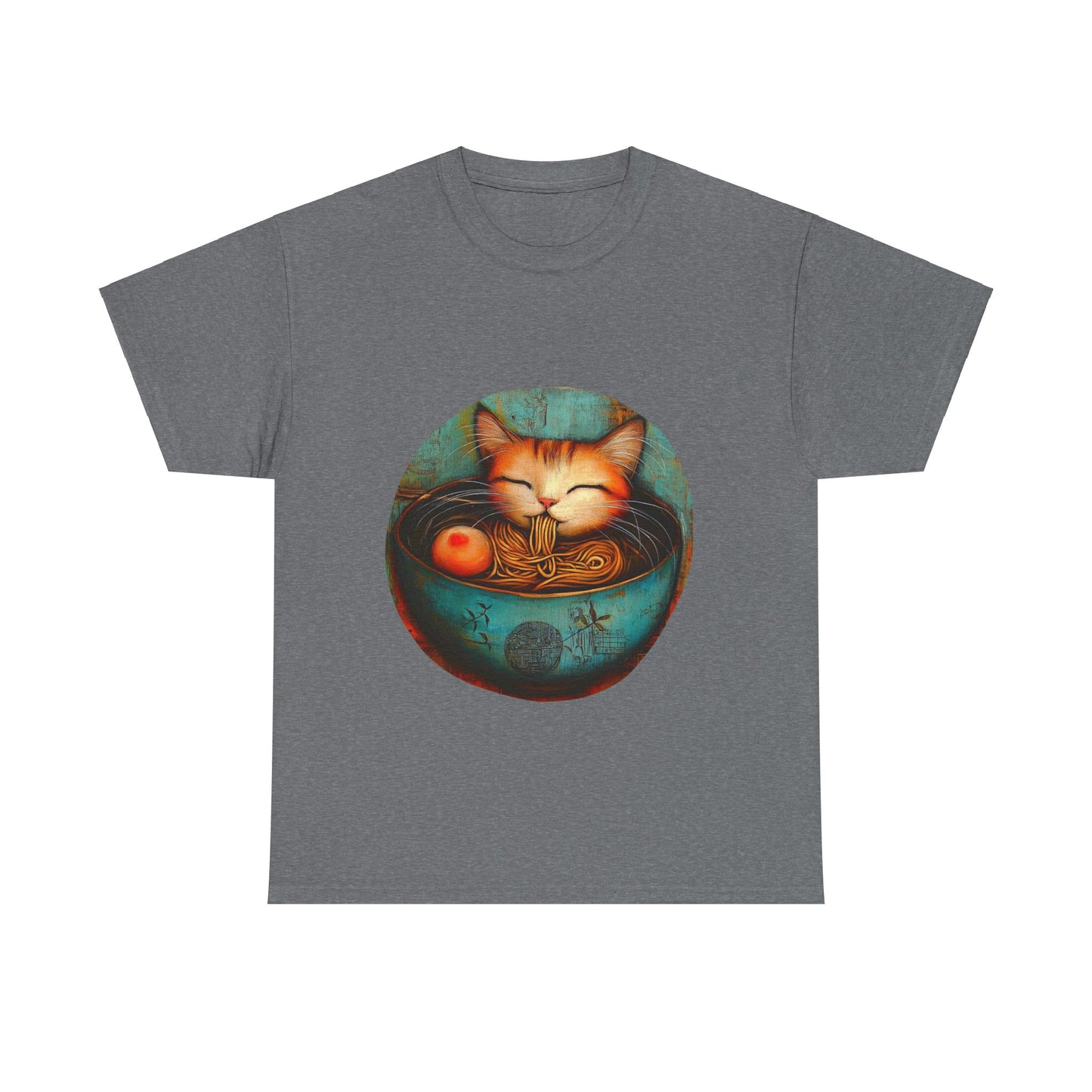 Ramen Cat (Ver 5), Cats and Ramen, Ramen Art Gift - Cute Cats Unisex Heavy Cotton Tee T-Shirt