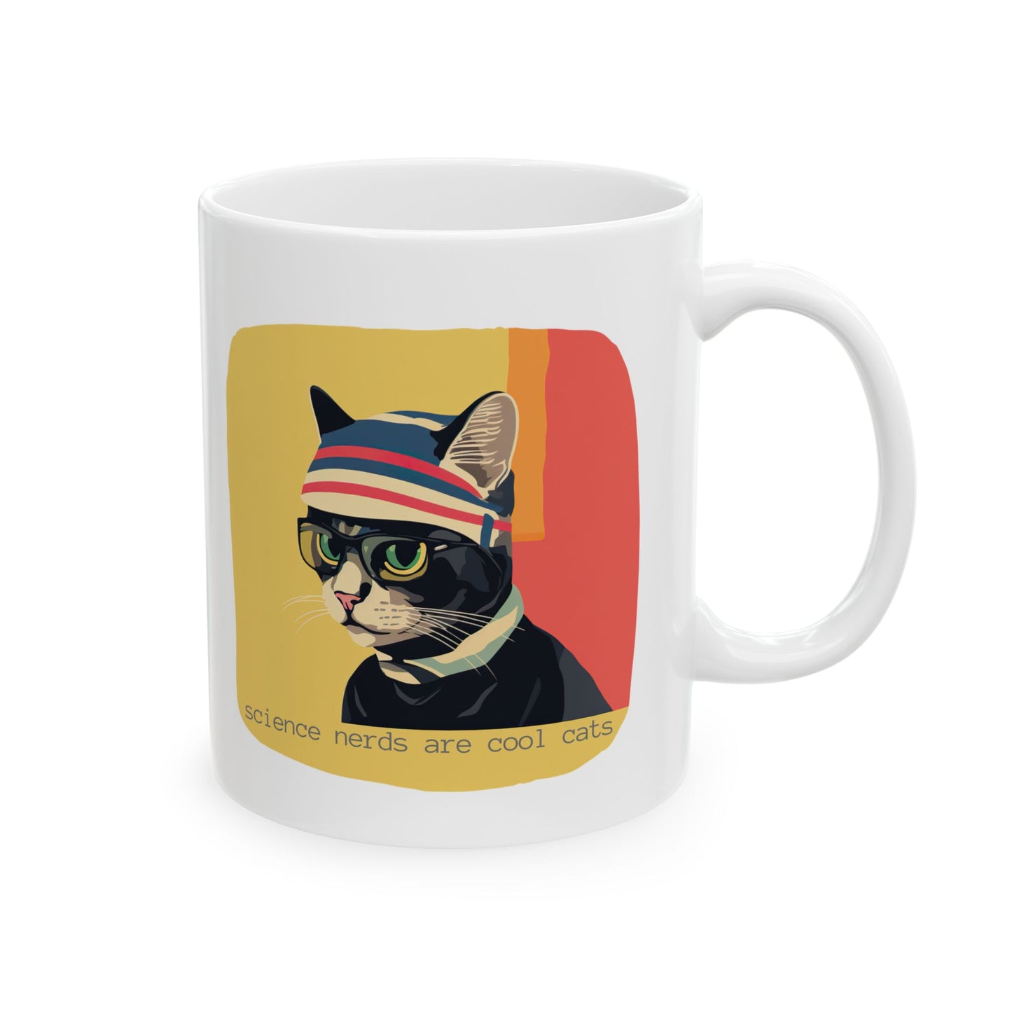 Science Nerds are Cool Cats, Science Geek Christmas Gift Mug, Cat and Science Lover Cat Printed Ceramic Mug 11oz