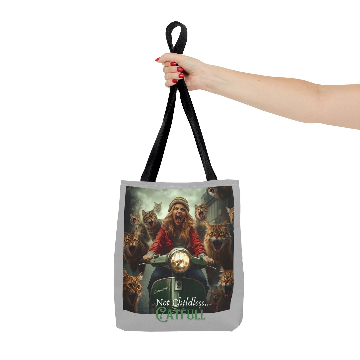 "Not Childless... Catfull" Cat Lady Tote Bag Childless Cat Lady Tote Bag (AOP)