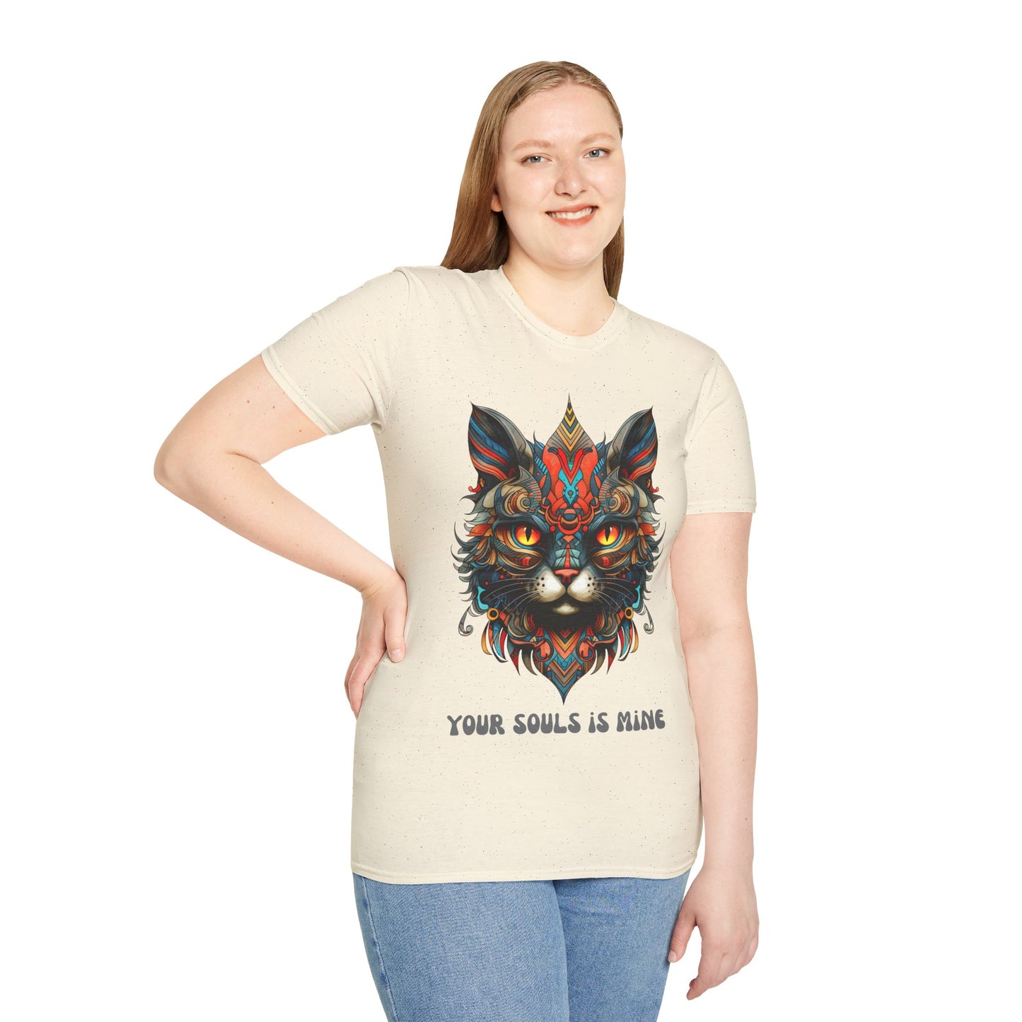 Your Soul is Mine Cat Lover's Unisex Tee Shirt, T-Shirt Cat Lovers Gift Softstyle T-Shirt Tee Teeshirt Stylized Exotic Cat