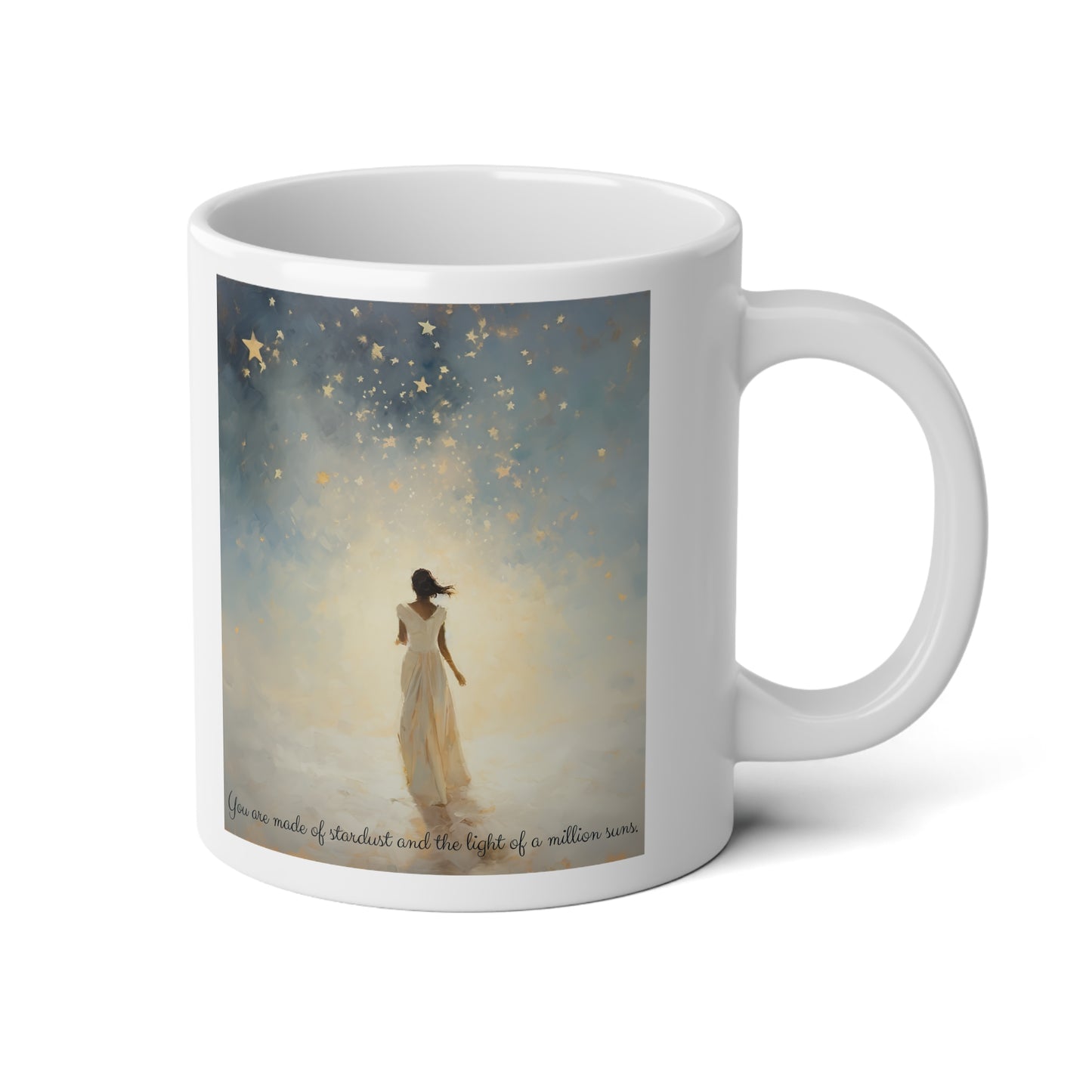 Stardust Spiritual Yoga Consciousness Gift Mug, Jumbo 20 oz Mug XL Size Mug Meditation Meditator Gift