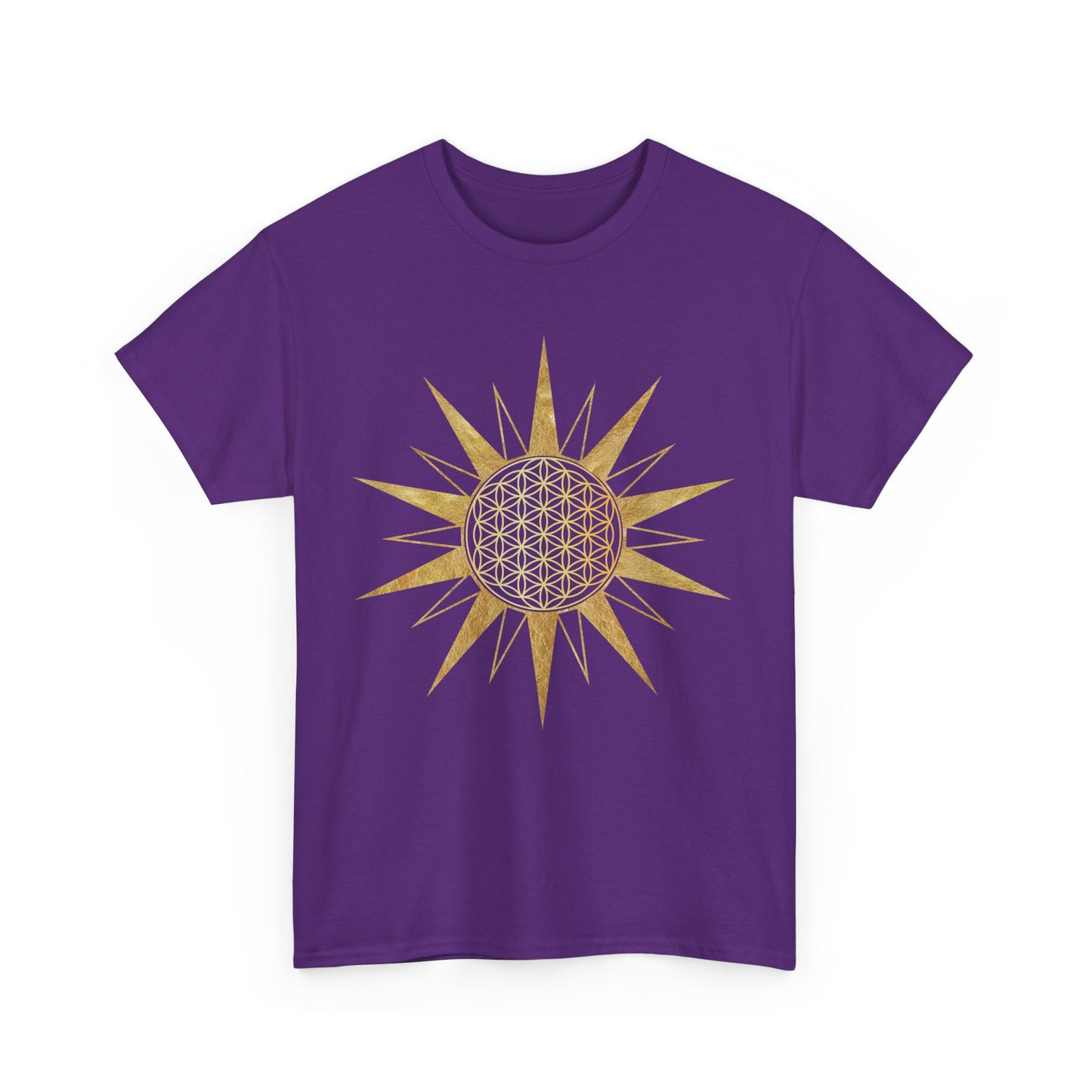 Flower of Life in Sacred Star, Sacred Geometry Tee Shirt - Graphic Tee - Yoga, Zen, Meditation Gifts Unisex Heavy Cotton Graphic Tee T-Shirt