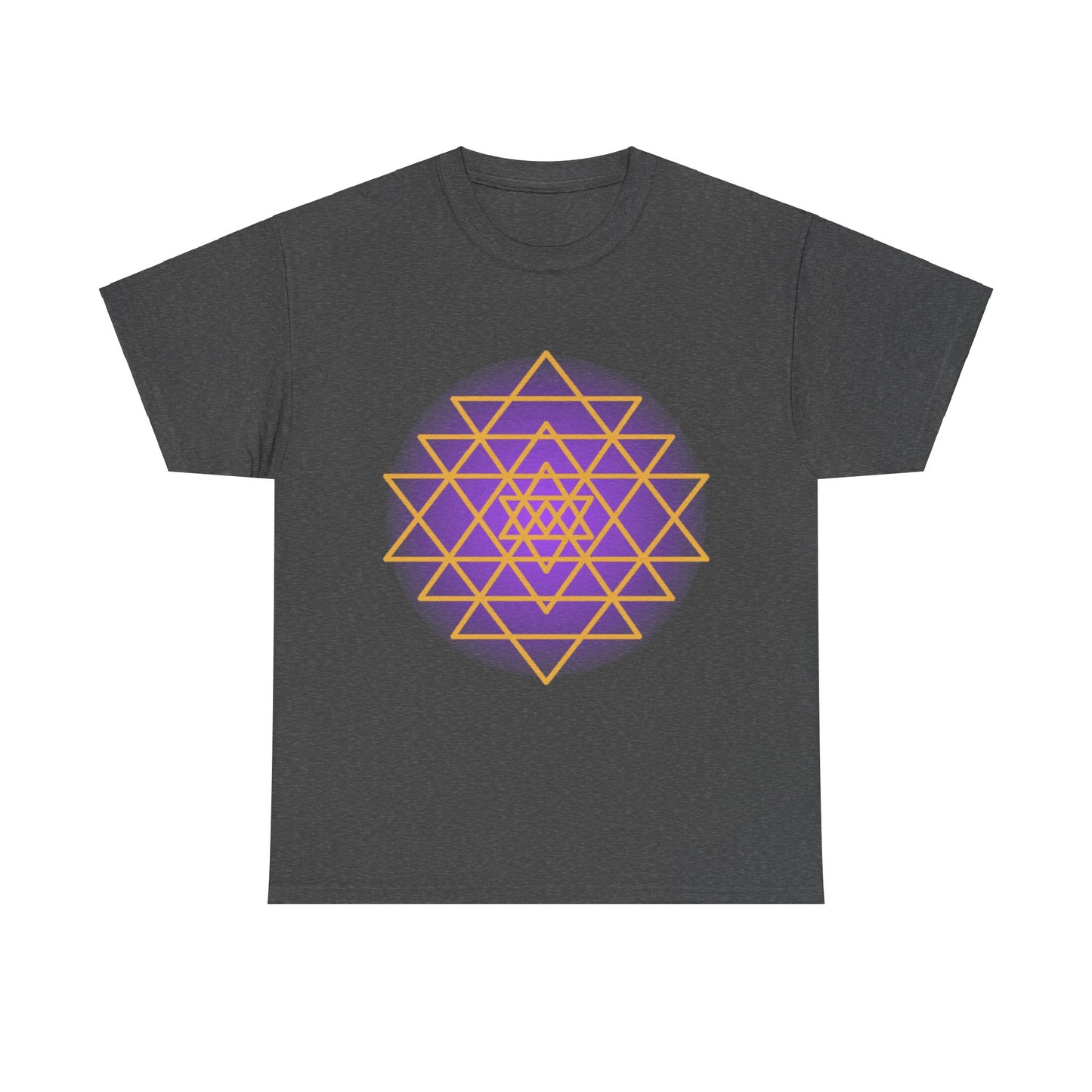 Sacred Geometry Sri Yantra, Purple Glow, Shree Yantra, Shri Chakra Nava Chakra Shirt - Graphic Tee - Yoga, Zen, Hindu Gifts Unisex Heavy Cotton Graphic Tee T-Shirt