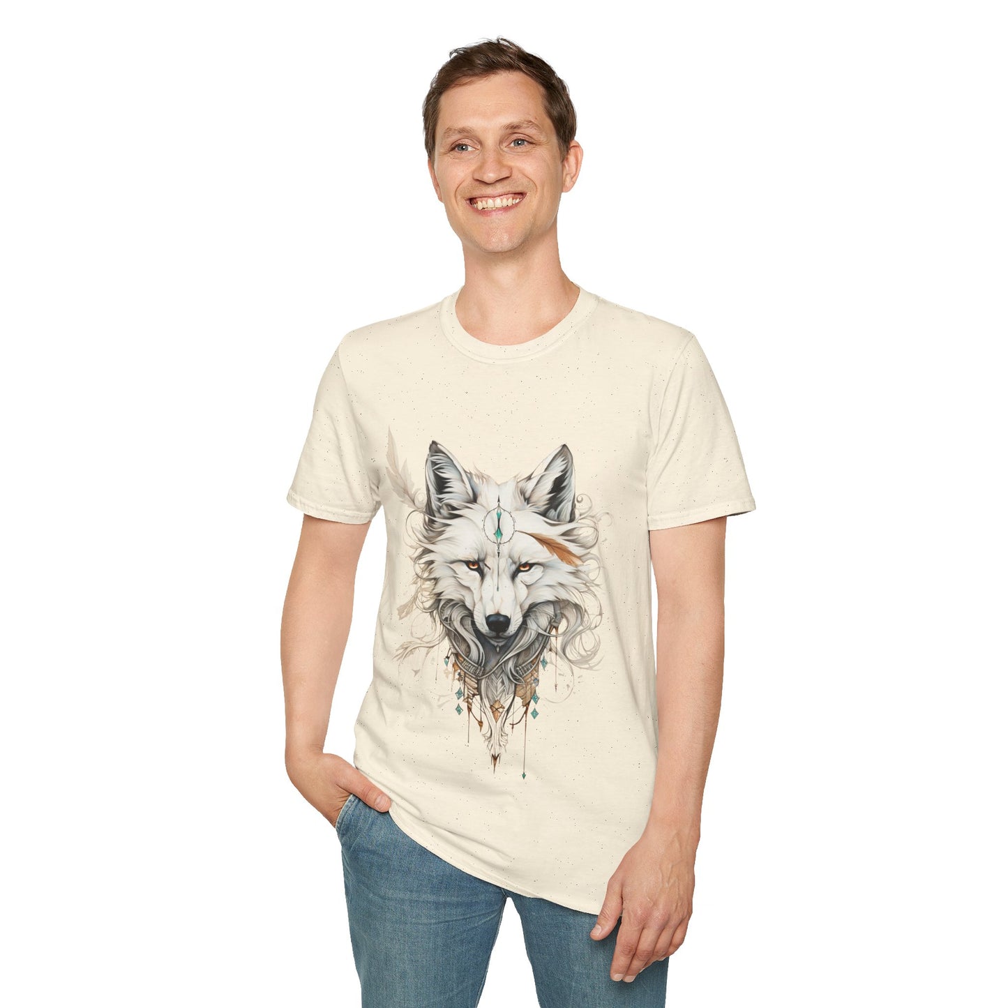 White Snow Fox Shirt, Fox Lover's Gift, Unisex Tee Shirt, T-Shirt Fox Totem Spirit Medicine Softstyle T-Shirt Tee Teeshirt White Fox
