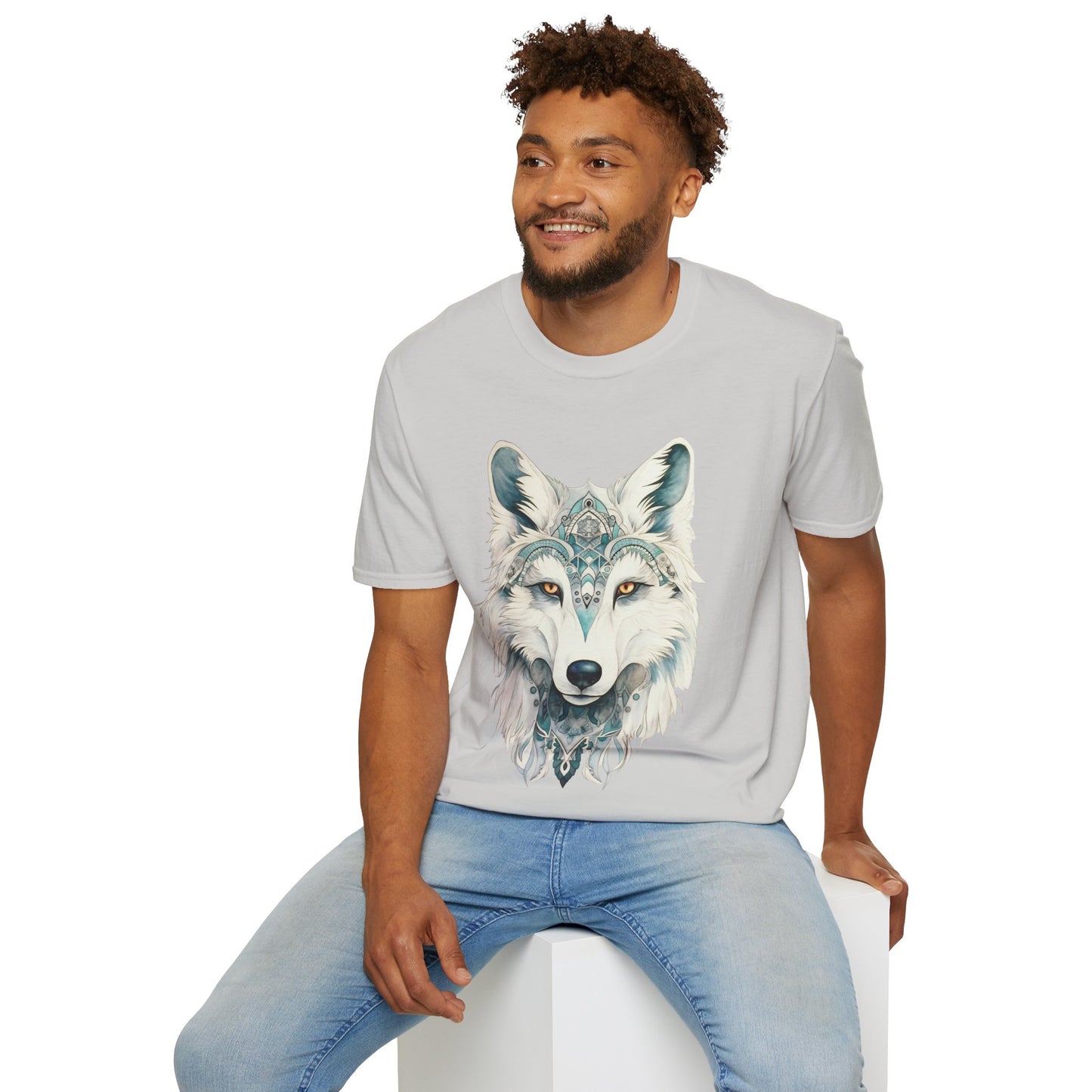 Snow Wolf, White Wolf Shirt, Lone Wolf Gift Unisex Tee Shirt, T-Shirt Wolf Totem Spirit Medicine Softstyle T-Shirt Tee Teeshirt
