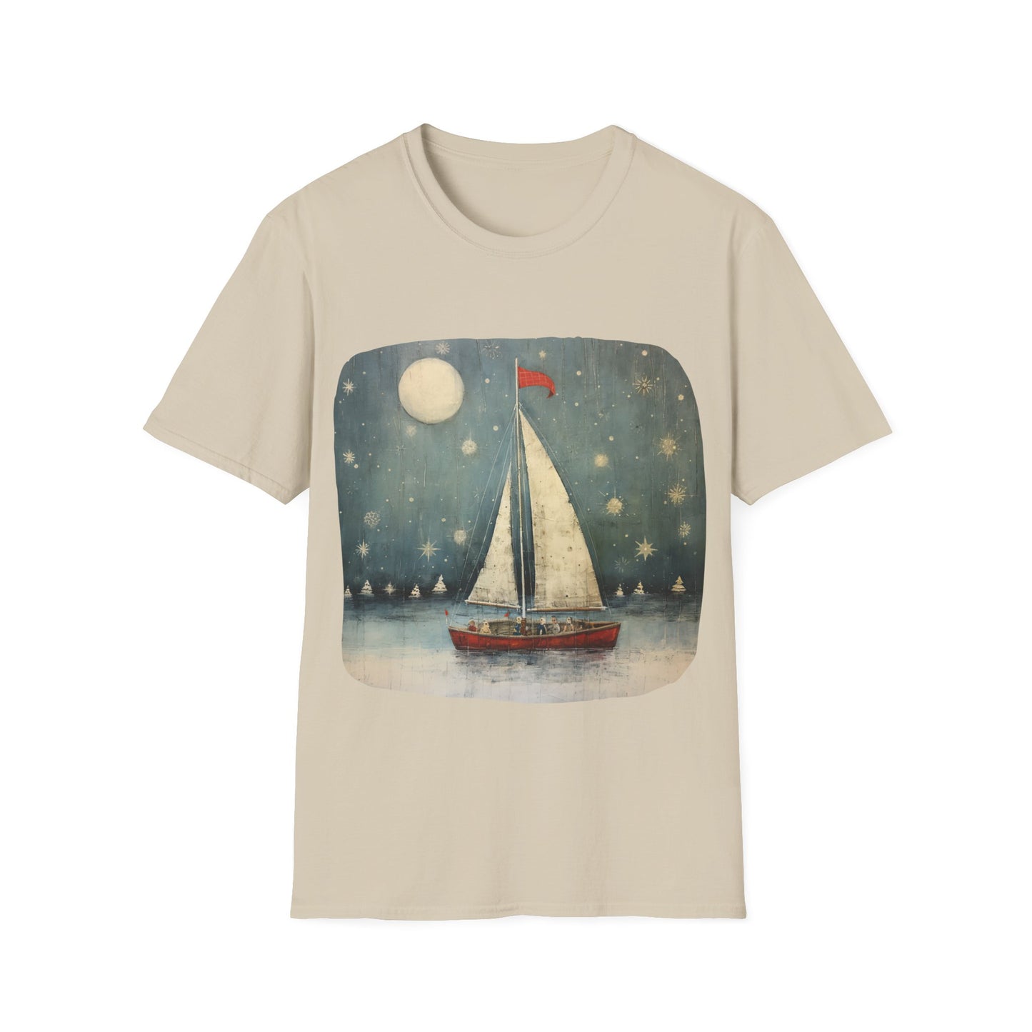 Christmas Nautical, Sailing Lover's Christmas Gift Unisex Tee Shirt, T-Shirt Sailing Gift Softstyle T-Shirt Tee Teeshirt Nautical Florida