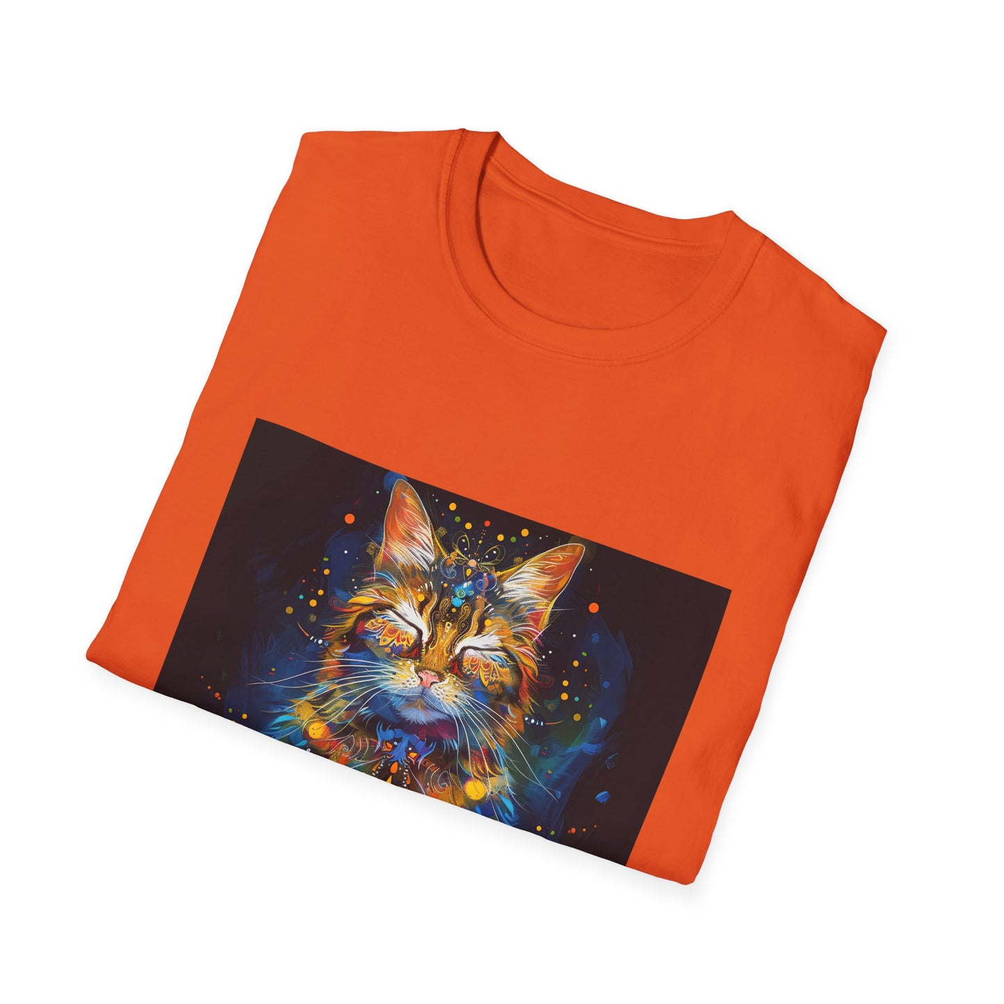 Meditating Cat Graphic Yoga Shirt, Cat Lover's Graphic Tee Graphic Unisex T- Shirt, T-Shirt Cat Lovers Gift Softstyle T-Shirt Tee Teeshirt Stylized Cat