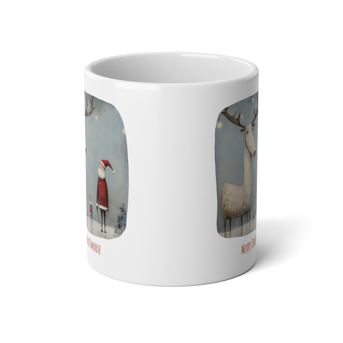 Merry Christmoose - Moose Christmas Gift Mug, Jumbo 20 oz Mug XL Size Mug- Moose Northern Christmas Gift