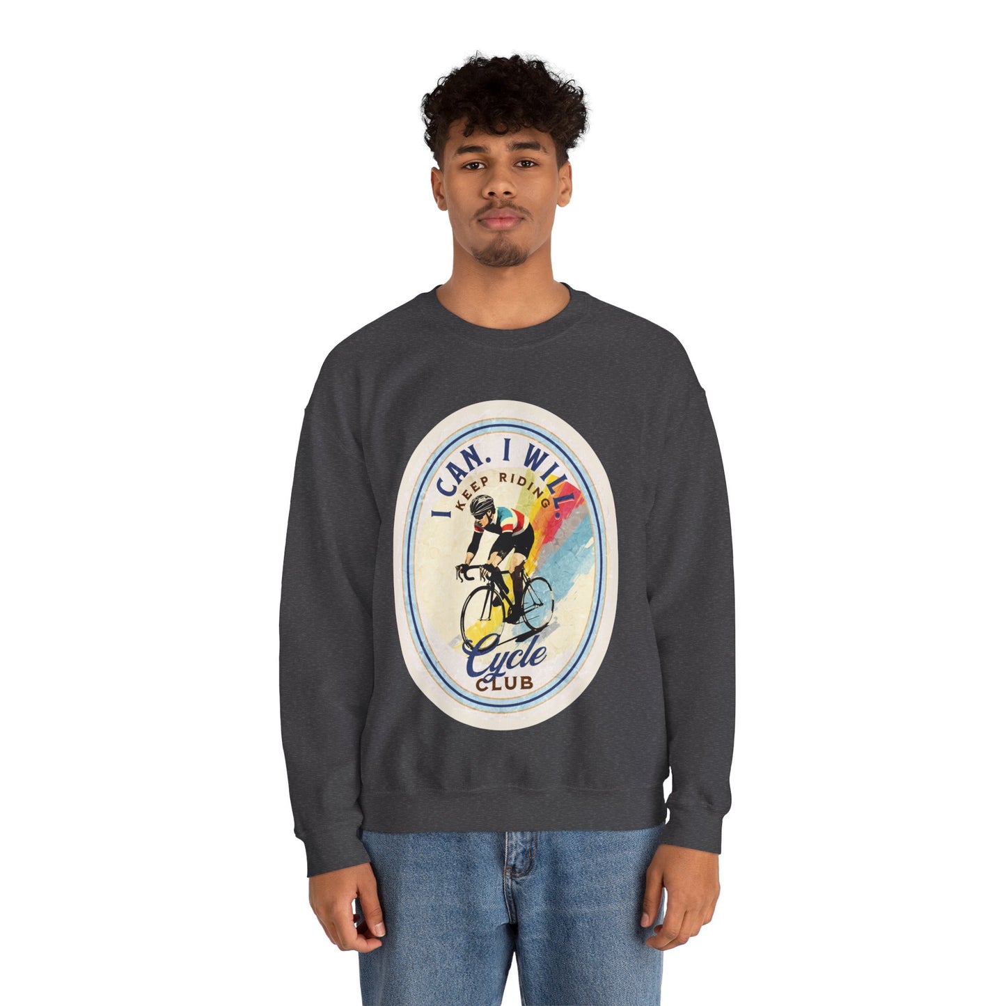 Cycle Club. I Can I Will Bicycle Gift Cycling Lovers Gift - Inspirational Unisex Long Sleeve Jersey Cotton Shirt Mens Women's Sweatshirt Sweat Shirt