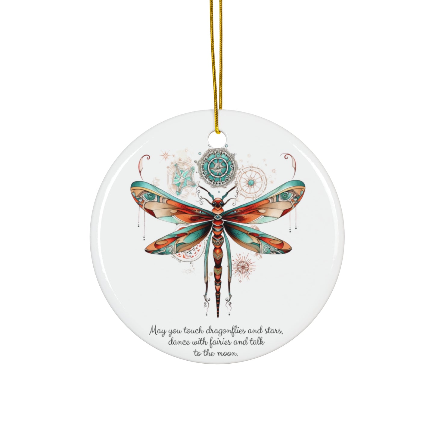 Turquoise Dragonfly, Spiritual Ceramic Ornament Gift, Light, Hope, Dragonfly Christmas Gift, Ethereal Consciousness Reiki Light