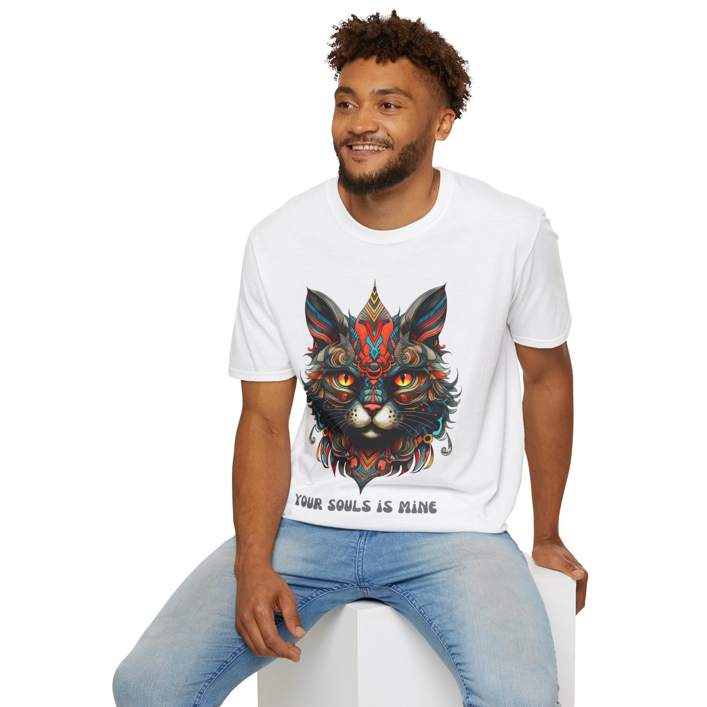 Your Soul is Mine Cat Lover's Unisex Tee Shirt, T-Shirt Cat Lovers Gift Softstyle T-Shirt Tee Teeshirt Stylized Exotic Cat