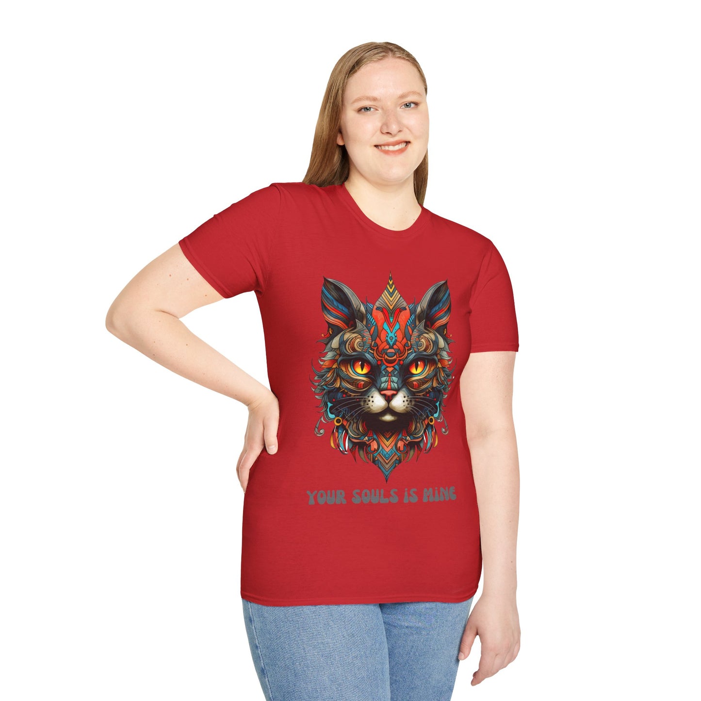 Your Soul is Mine Cat Lover's Unisex Tee Shirt, T-Shirt Cat Lovers Gift Softstyle T-Shirt Tee Teeshirt Stylized Exotic Cat