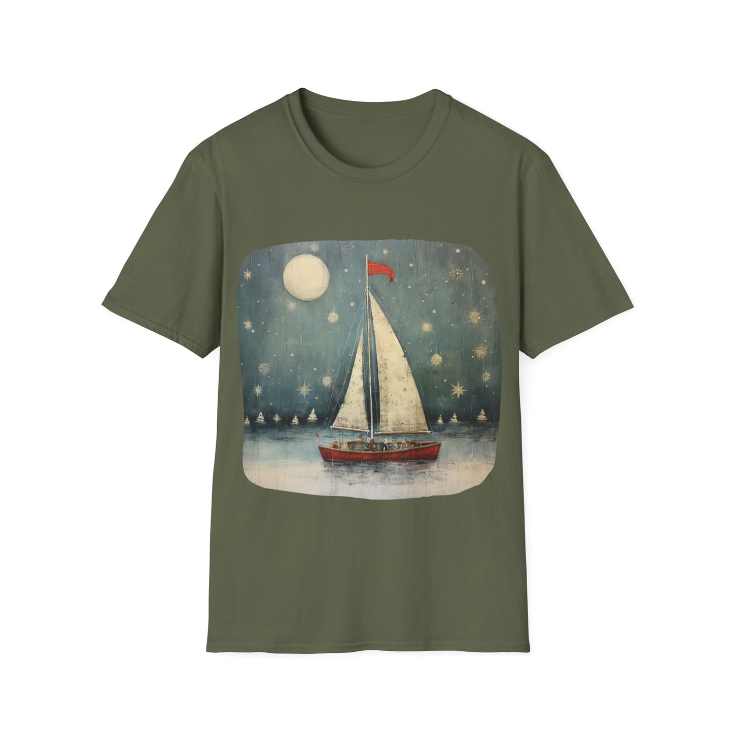 Christmas Nautical, Sailing Lover's Christmas Gift Unisex Tee Shirt, T-Shirt Sailing Gift Softstyle T-Shirt Tee Teeshirt Nautical Florida