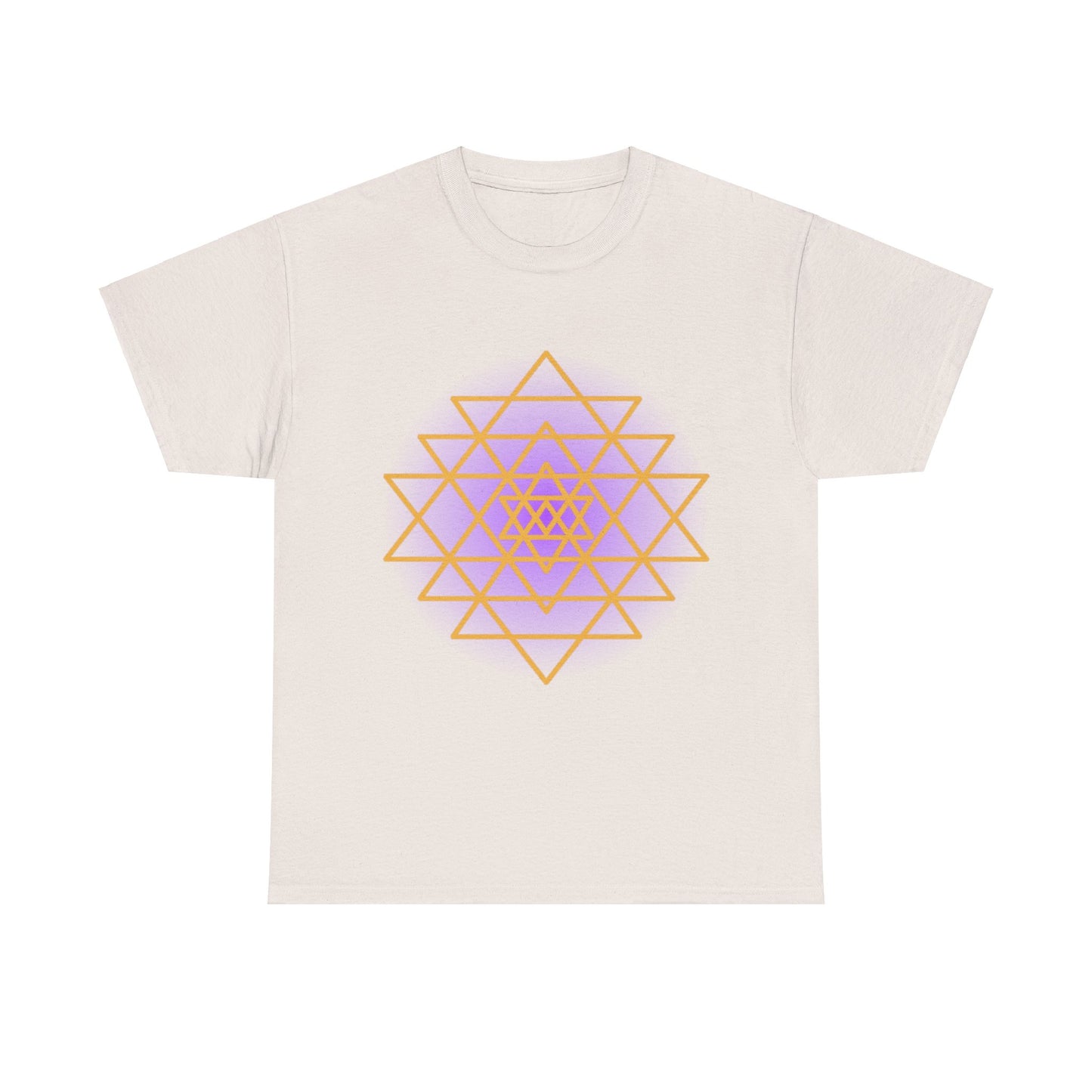 Sacred Geometry Sri Yantra, Purple Glow, Shree Yantra, Shri Chakra Nava Chakra Shirt - Graphic Tee - Yoga, Zen, Hindu Gifts Unisex Heavy Cotton Graphic Tee T-Shirt