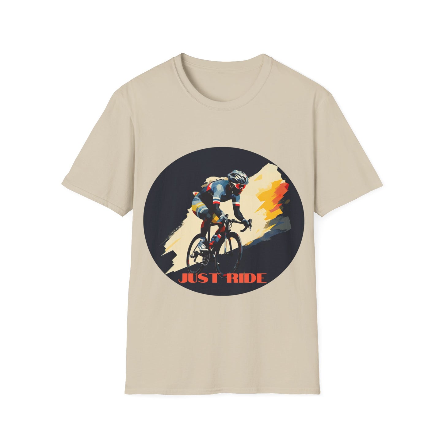 Just Ride - Cycle Bicycle Gift, T Shirt, Colorful Cycling Shirt Mens Woman's Unisex Shirt, Softstyle T-Shirt Tee Teeshirt