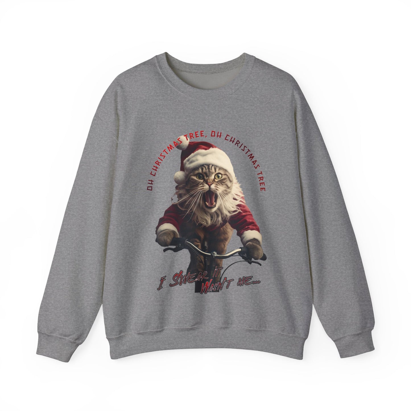Christmas Cat, Cats on Bikes, Christmas Caroling Cats - Unisex Long Sleeve Jersey Cotton Shirt Mens Women's Cat Gift Oh Christmas Tree