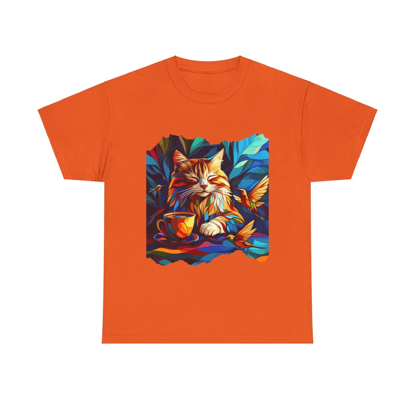 Coffee Cat - (V4) Cats and Coffee , Tea Shirt - T-shirt Coffee Lover - Cat Lover Unisex Heavy Cotton Tee T-Shirt