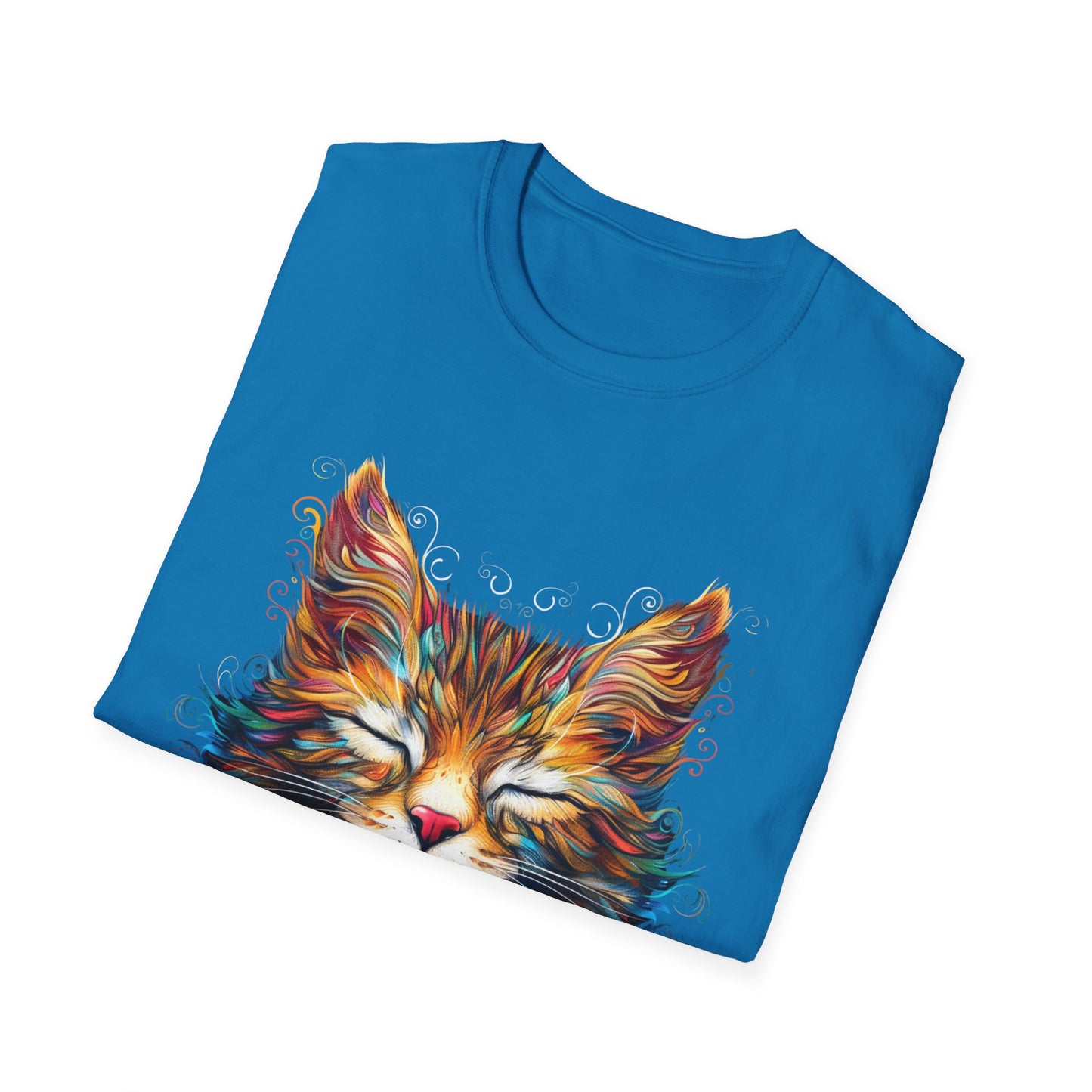 Om Mani Padme Meow - Meditating Cat Shirt, Cat Lover's Graphic Tee Graphic Unisex T- Shirt, T-Shirt Cat Lovers Gift Softstyle T-Shirt Tee Teeshirt Stylized Cat