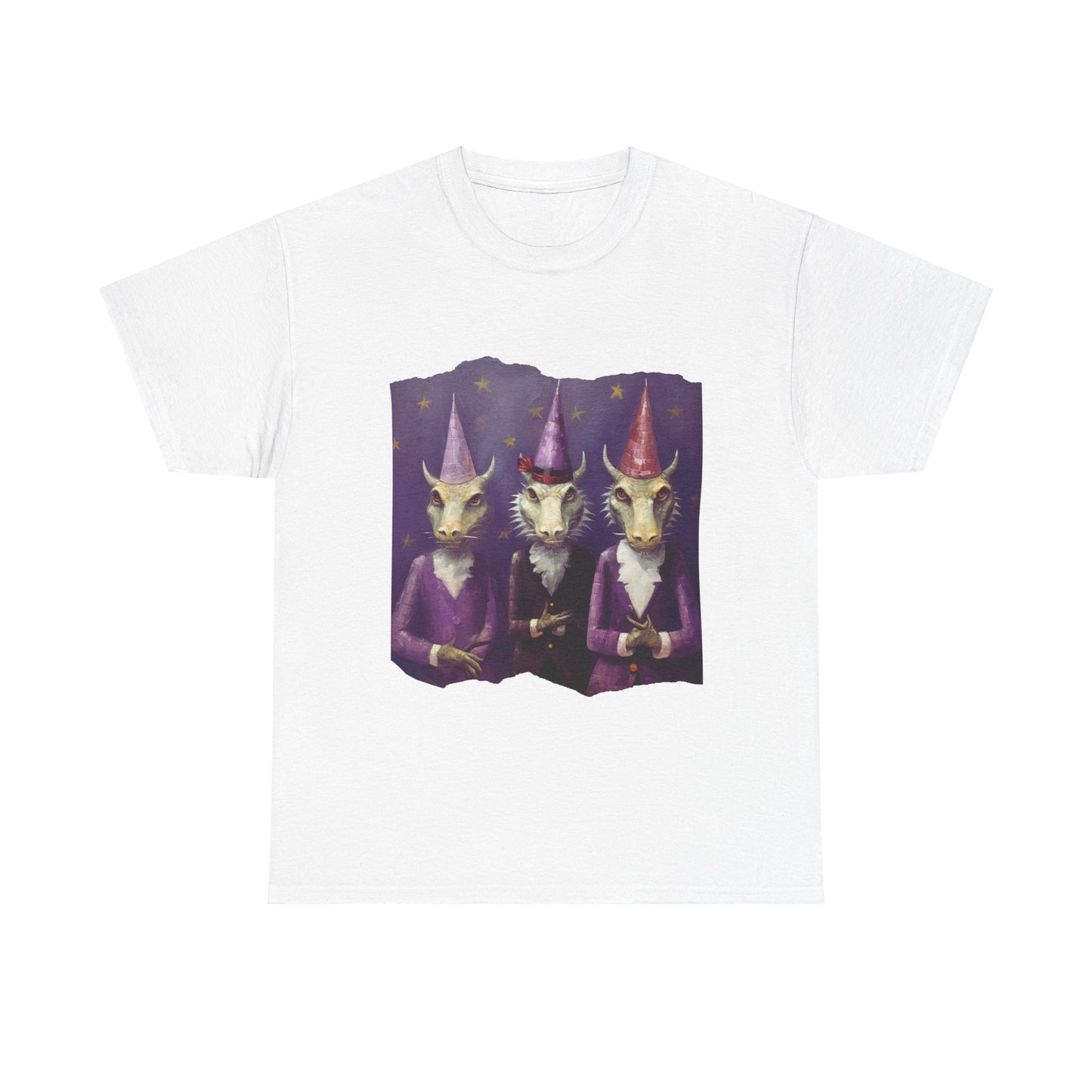 Dragon Elves Graphic Tee - Dragon in Santa Hat T-shirt - Dragon Lovers Unisex Heavy Cotton Tee T-Shirt