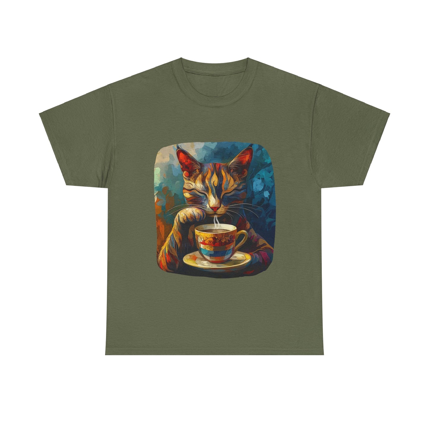 Coffee Cat - Cats and Coffee , Tea Shirt - T-shirt Coffee Lover - Cat Lover Unisex Heavy Cotton Tee T-Shirt