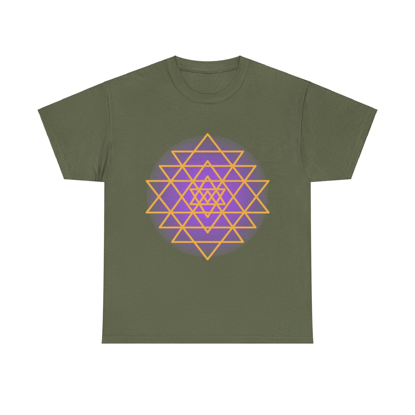 Sacred Geometry Sri Yantra, Purple Glow, Shree Yantra, Shri Chakra Nava Chakra Shirt - Graphic Tee - Yoga, Zen, Hindu Gifts Unisex Heavy Cotton Graphic Tee T-Shirt