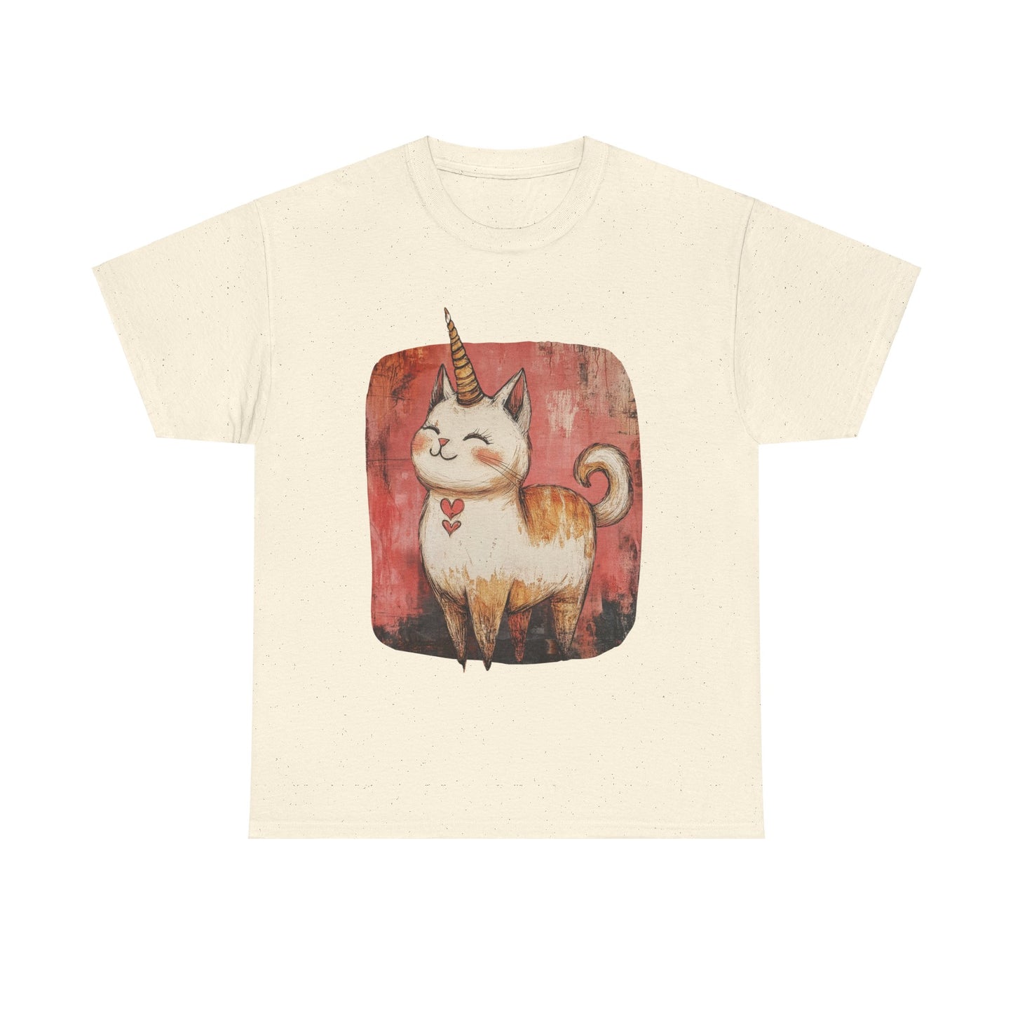Adorable Kawaii Neko Unicorn Cat Graphic Tee - Cat Unicorn Mythical Creature Gift Unisex Adult Size Heavy Cotton Tee T-Shirt
