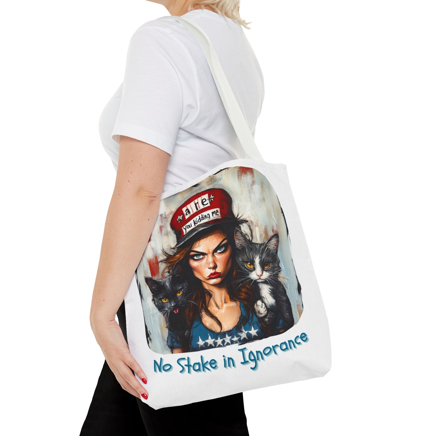 "No Stake In Ignorance" Childless Cat Lady - Childless Cat Lady Tote Bag (AOP)