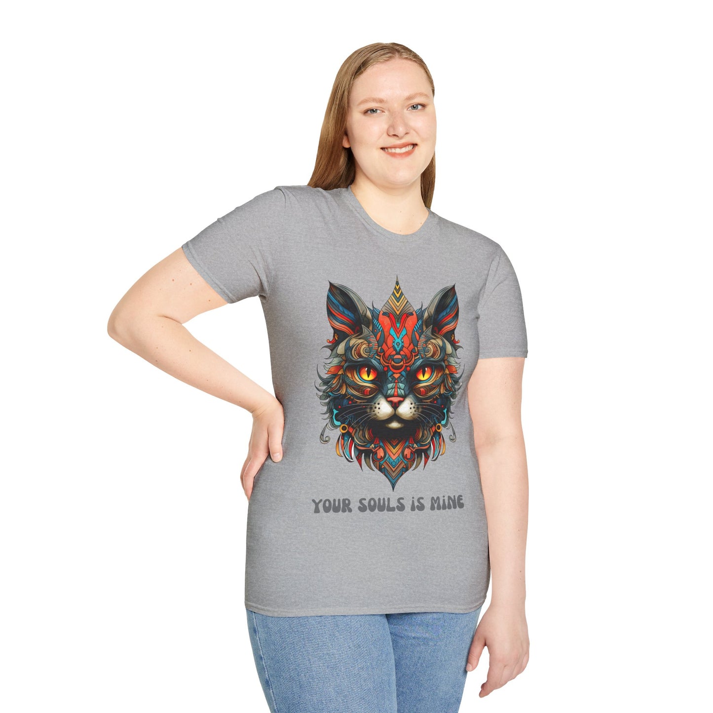 Your Soul is Mine Cat Lover's Unisex Tee Shirt, T-Shirt Cat Lovers Gift Softstyle T-Shirt Tee Teeshirt Stylized Exotic Cat