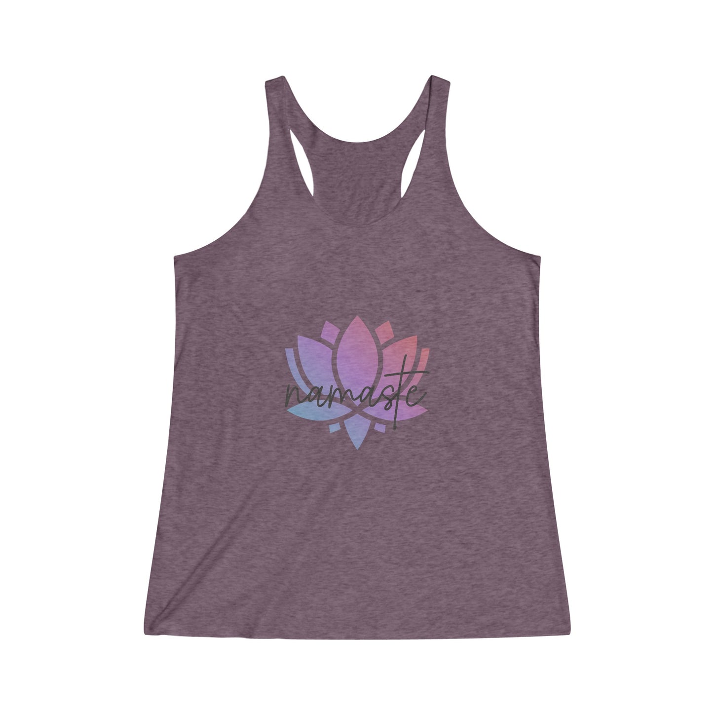 Namaste with Colorful Lotus Flower Yoga Tank, Namaste Tee Shirt, Women's Yoga Shirt, Athletic Racerback Tank Top Shirt