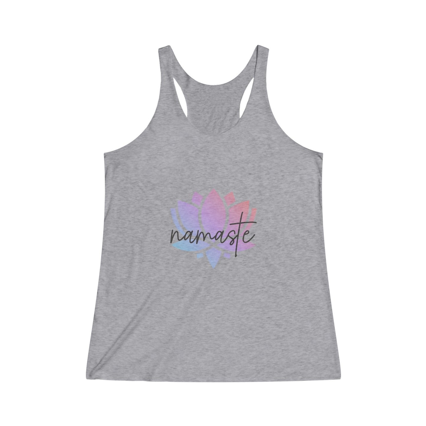 Namaste with Colorful Lotus Flower Yoga Tank, Namaste Tee Shirt, Women's Yoga Shirt, Athletic Racerback Tank Top Shirt