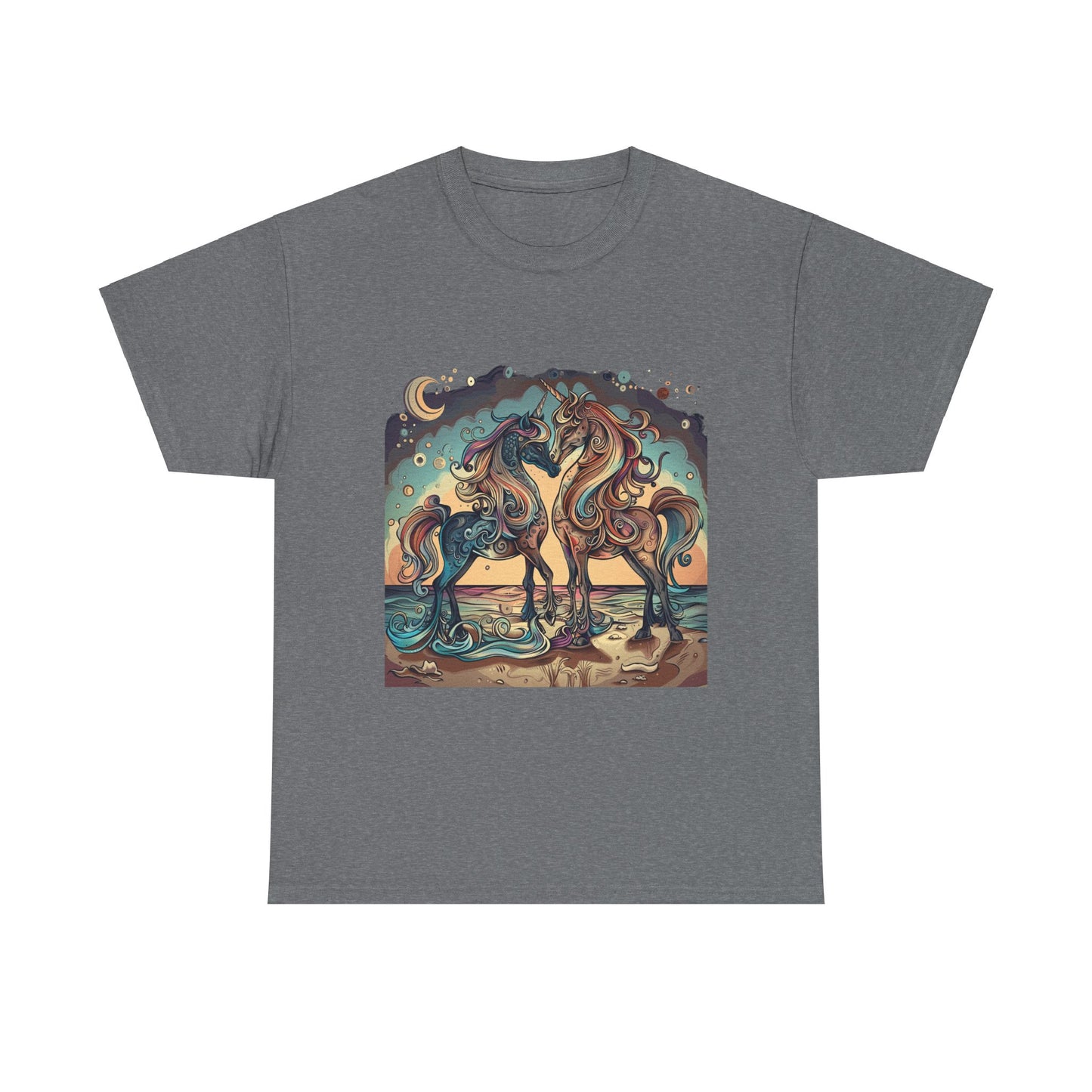 Unicorn Couple, Unicorn Lovers Graphic Tee Unisex Heavy Cotton Tee T-Shirt