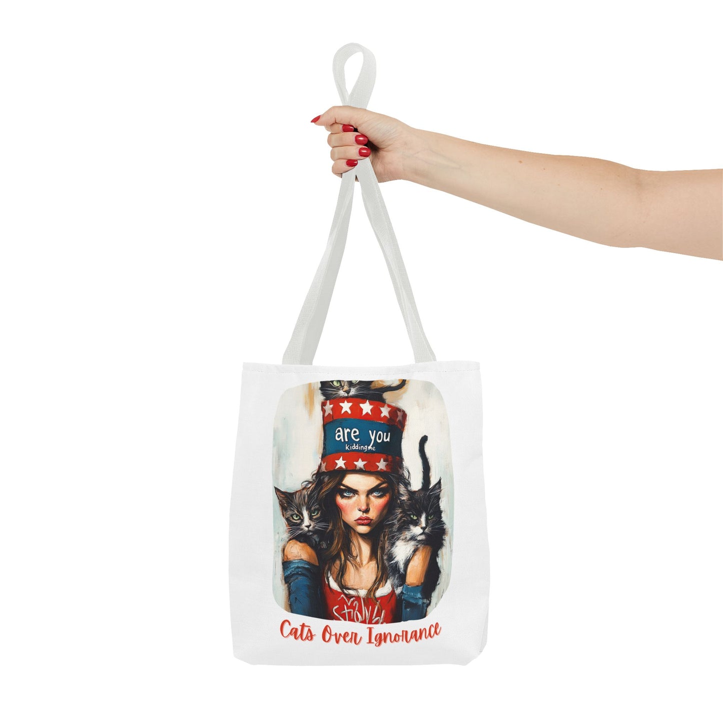 "Cats Over Ignorance" Childless Cat Lady Tote Bag (AOP)