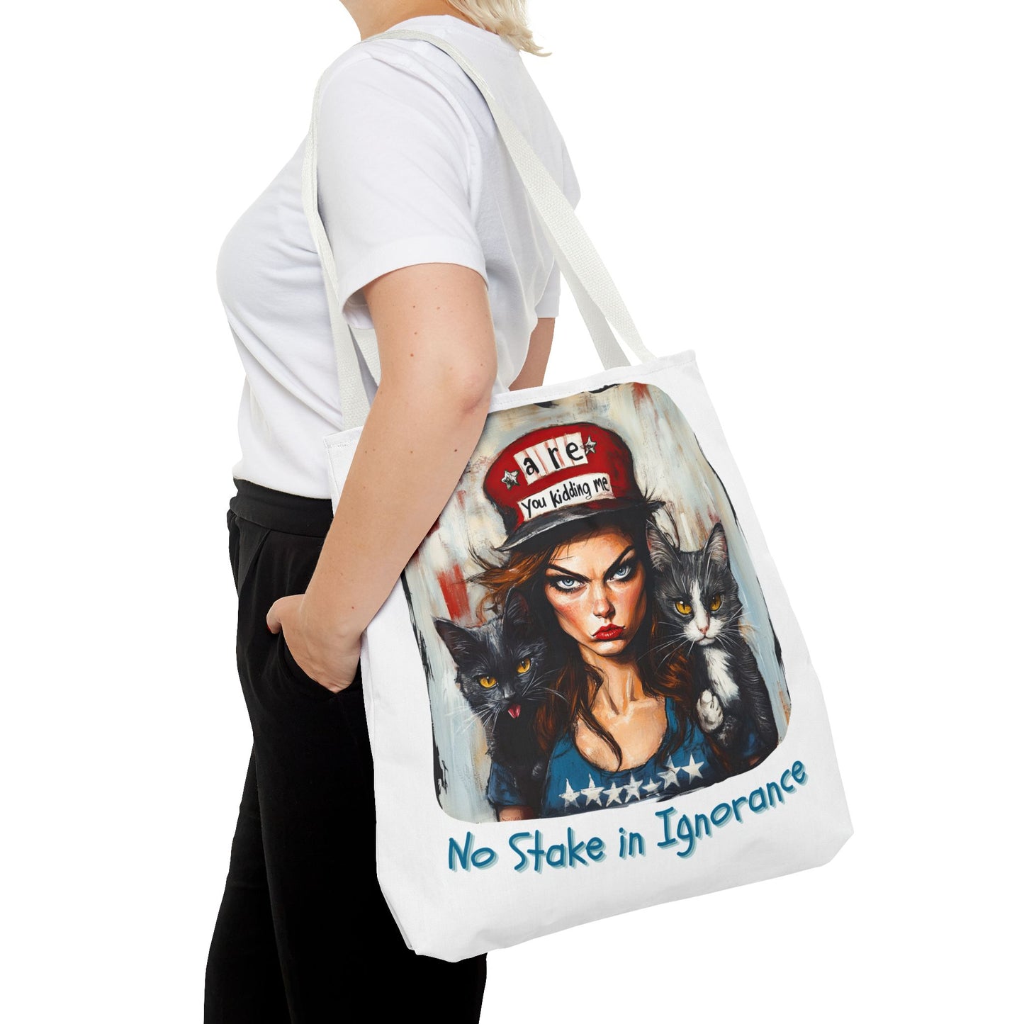 "No Stake In Ignorance" Childless Cat Lady - Childless Cat Lady Tote Bag (AOP)